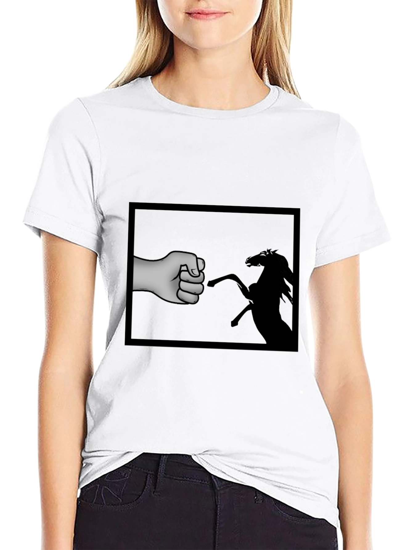 Black Fist Bump Horse Graphic T-Shirt - Black view 9