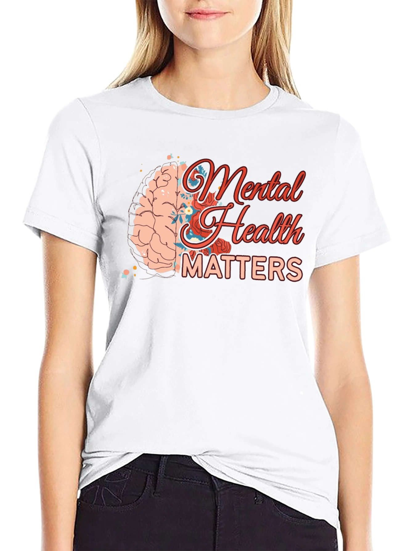Black Mental Health Matters Graphic Tee - Black view 9