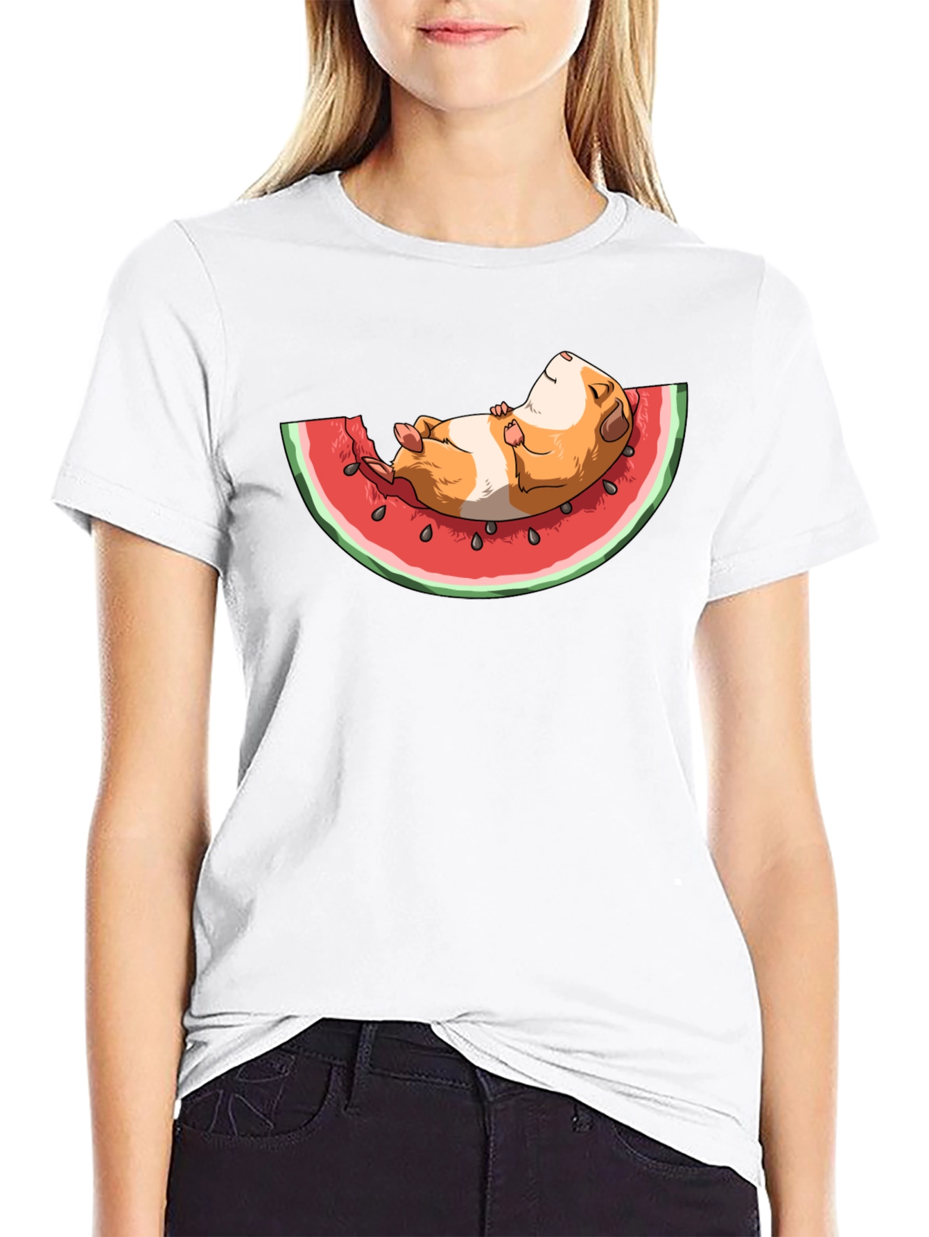 Black Guinea Pig Watermelon T-Shirt view 9