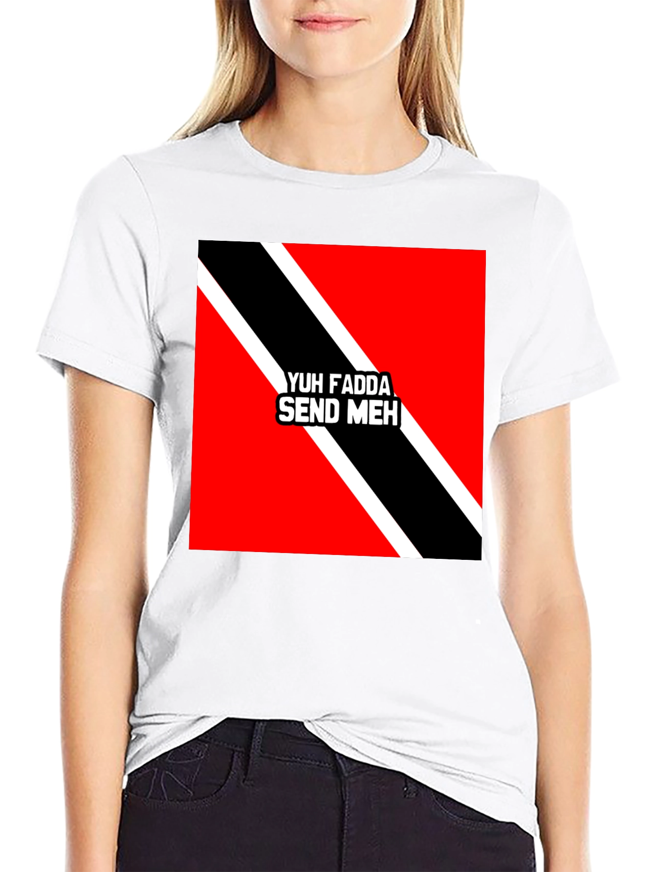 Black Yuh Fadda Send Meh T-Shirt Trinidad & Tobago Flag view 9