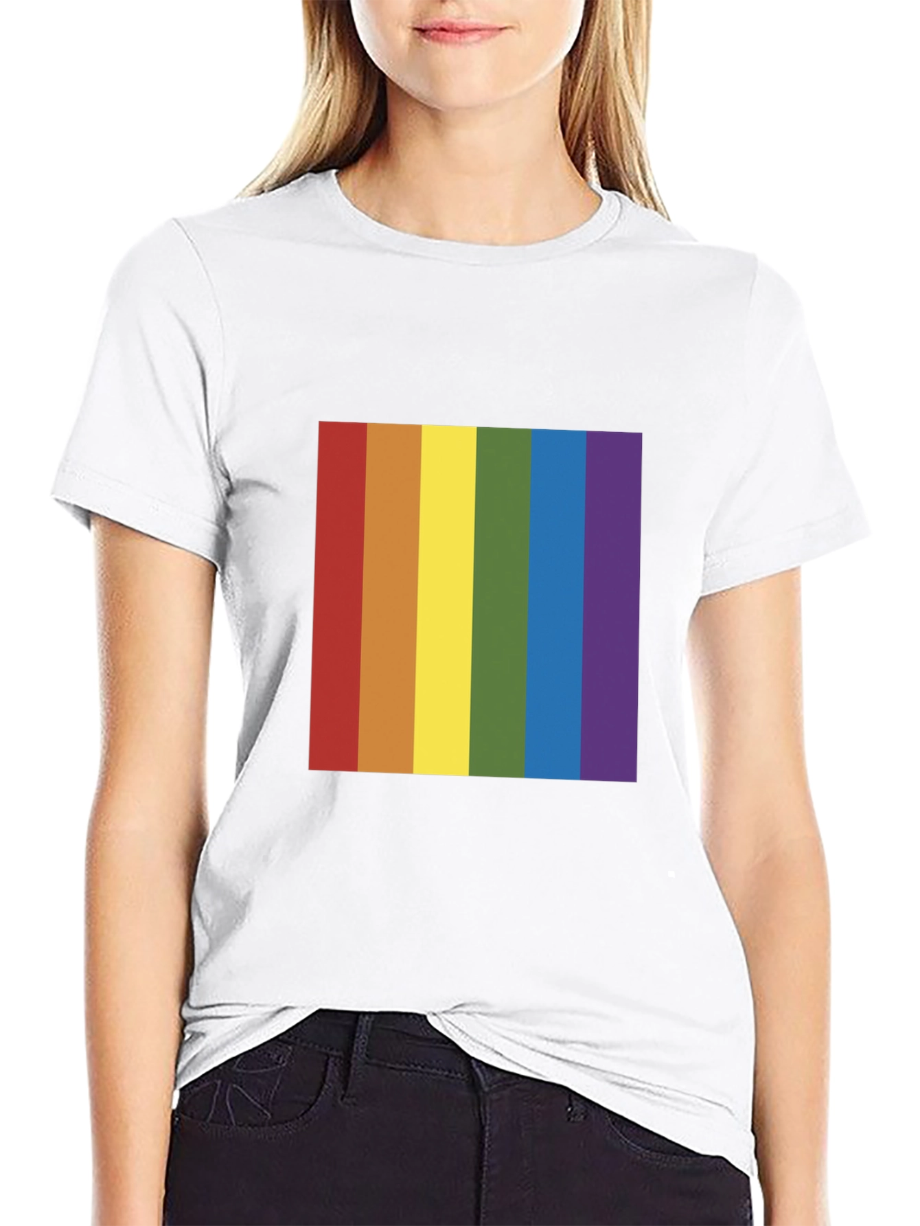 Black Rainbow Pride T-Shirt - Black Crew Neck Tee view 9