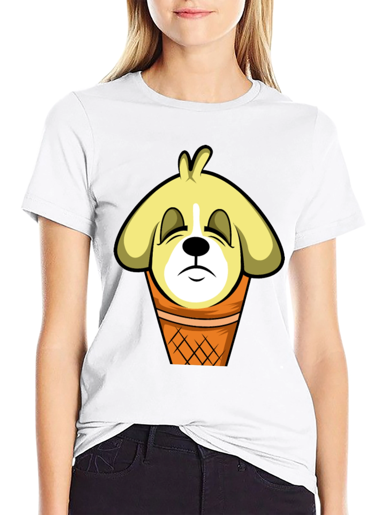 Black Funny Dog Ice Cream Cone T-Shirt view 9