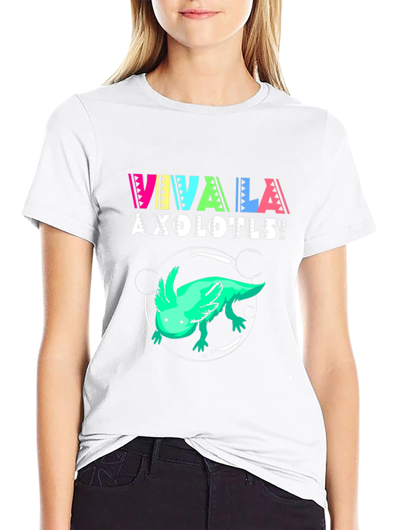 Black Viva La Axolotls! Black Graphic Print T-Shirt view 9