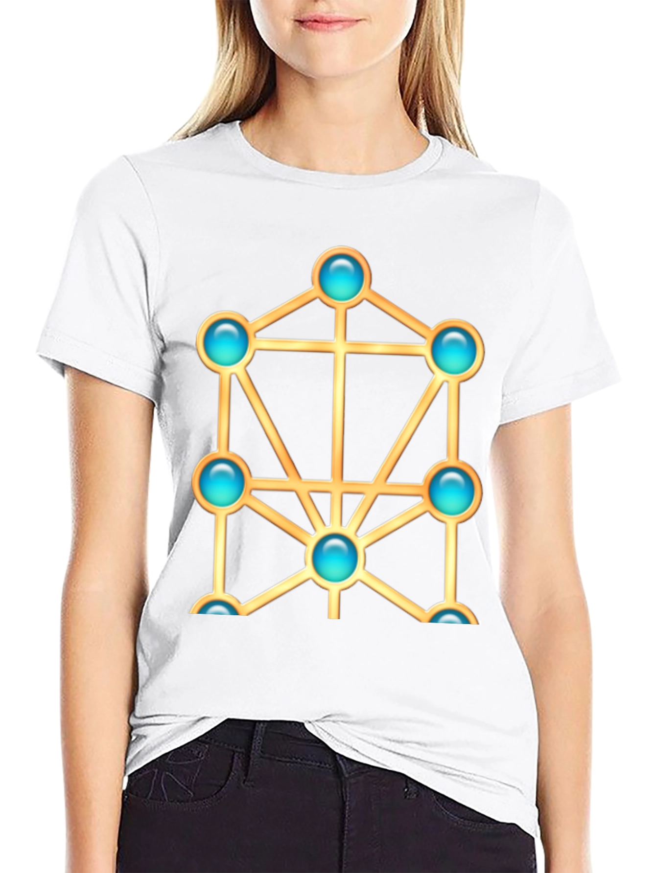 Black Geometric Design T-Shirt view 9