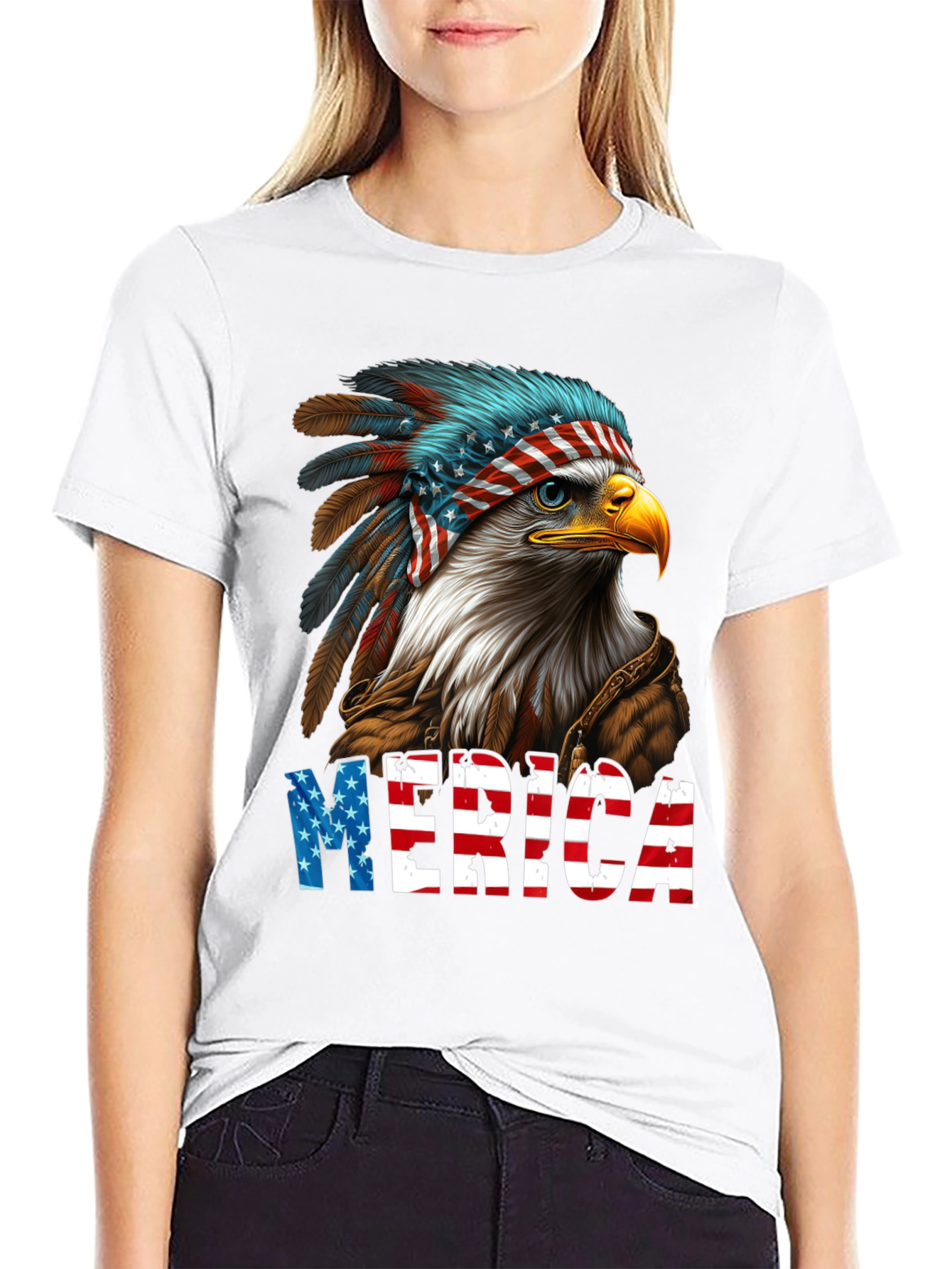 Patriotic Eagle 'Merica' Graphic T-Shirt - 9