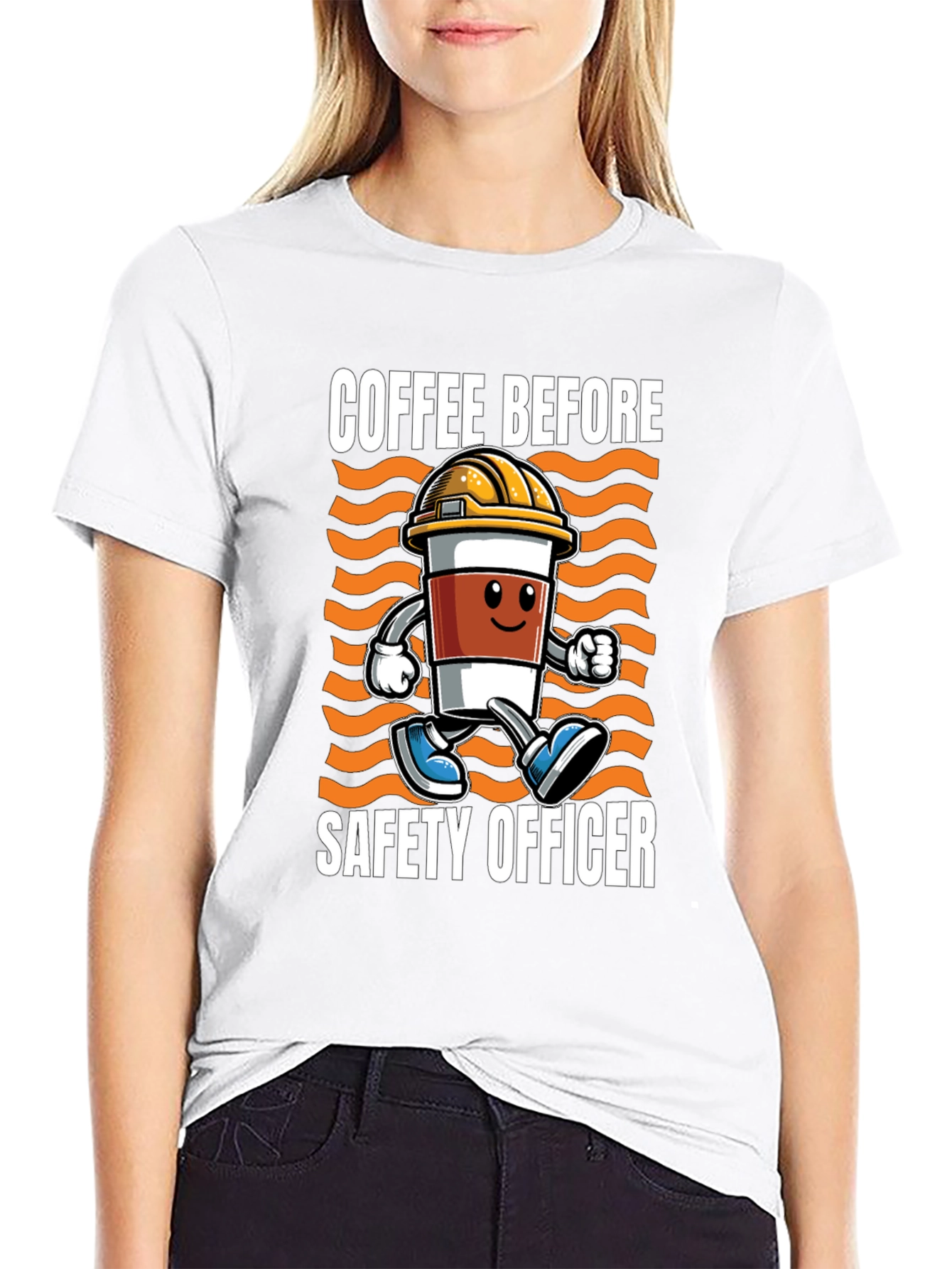 Black Coffee Before Safety Officer T-Shirt view 9