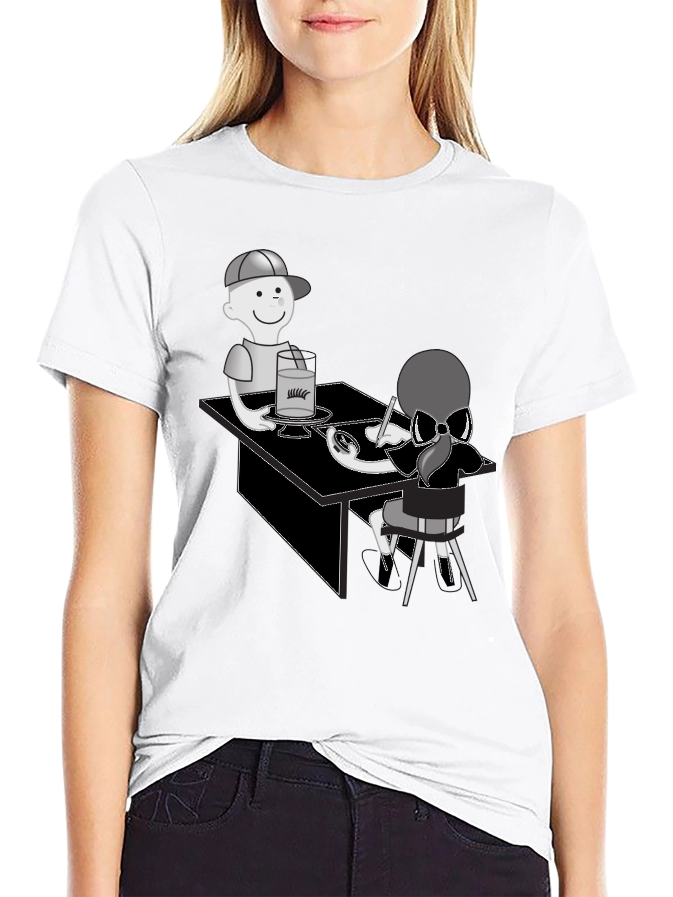 Black Cartoon Graphic T-Shirt - Artist Theme view 9