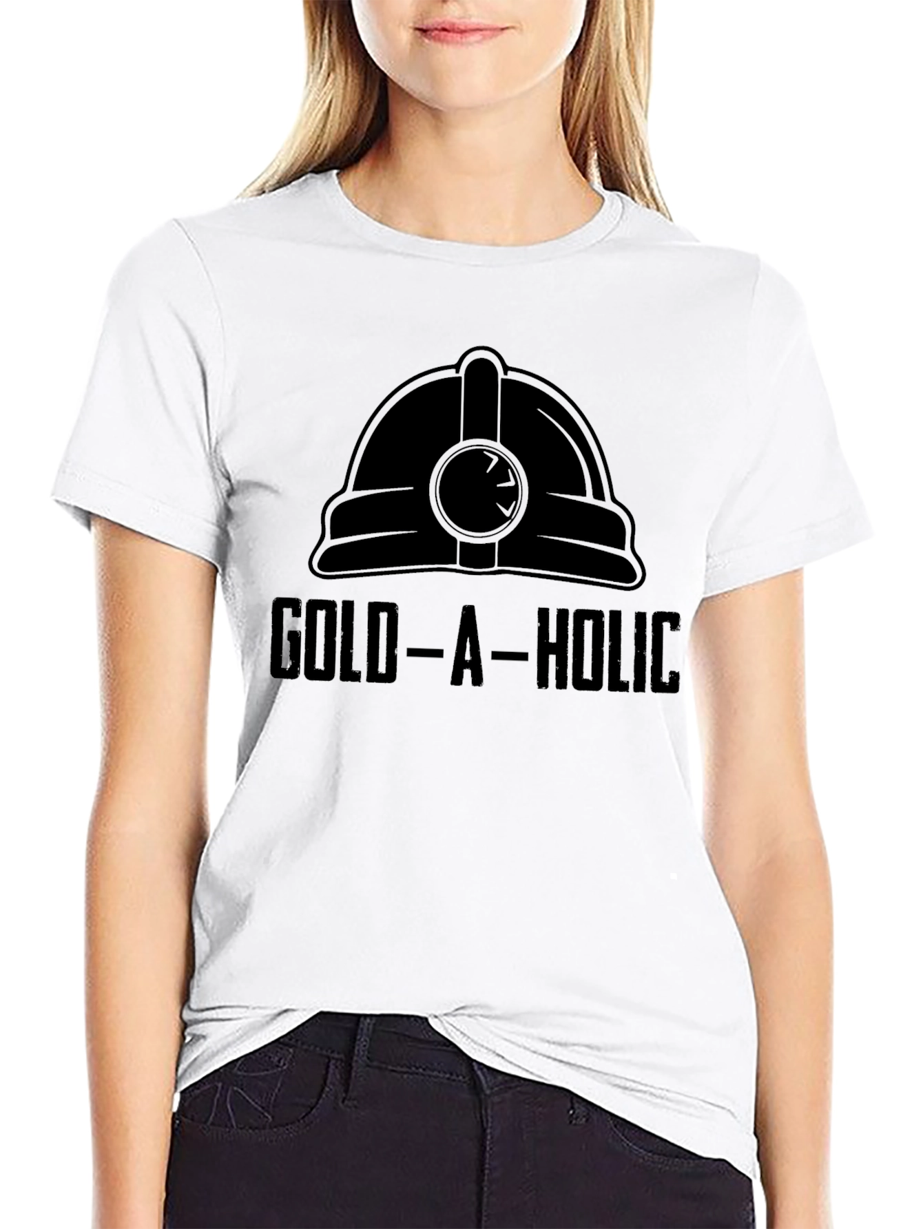 Black Gold-A-Holic Miner Helmet Graphic Tee - Black view 9