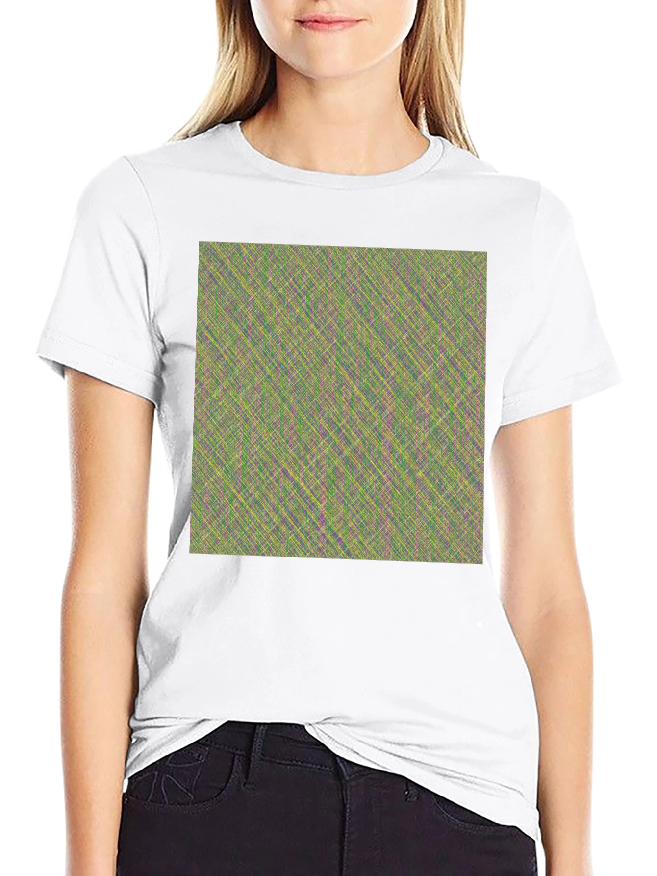 Black Abstract Pattern Crew Neck T-Shirt view 9