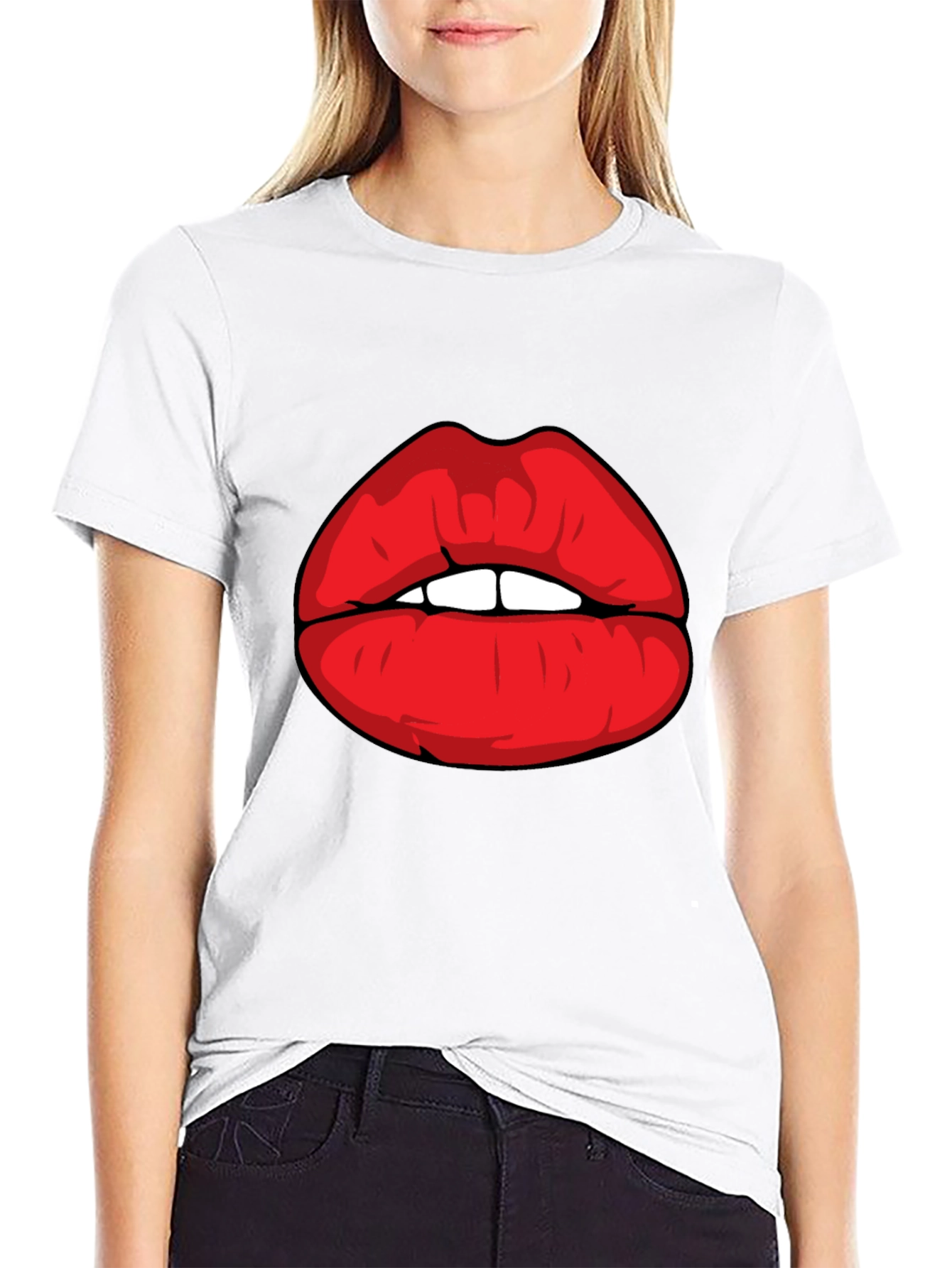Black Bold Lips Graphic Tee - Statement Style! view 9