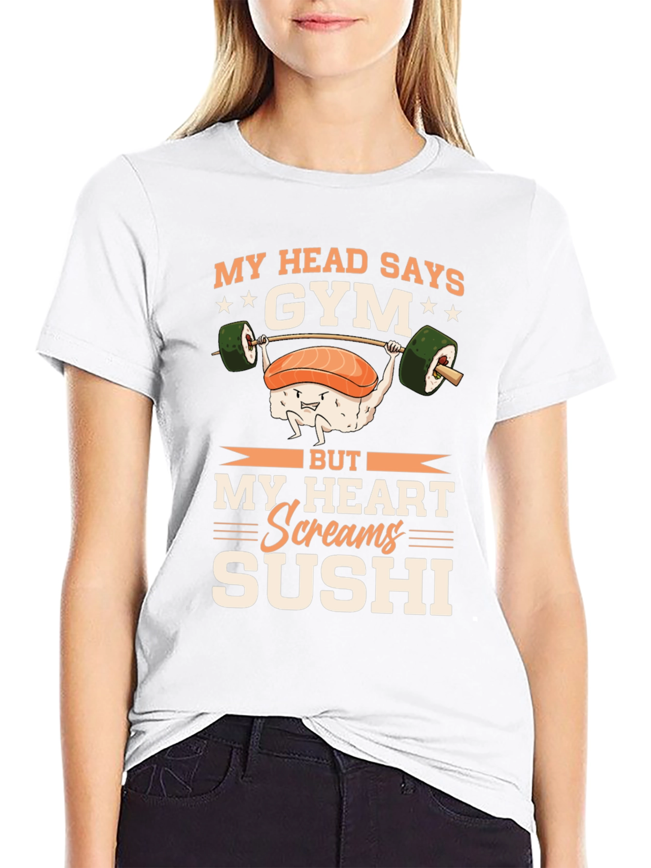 Black Gym & Sushi Graphic Tee - Workout Foodie Shirt view 9