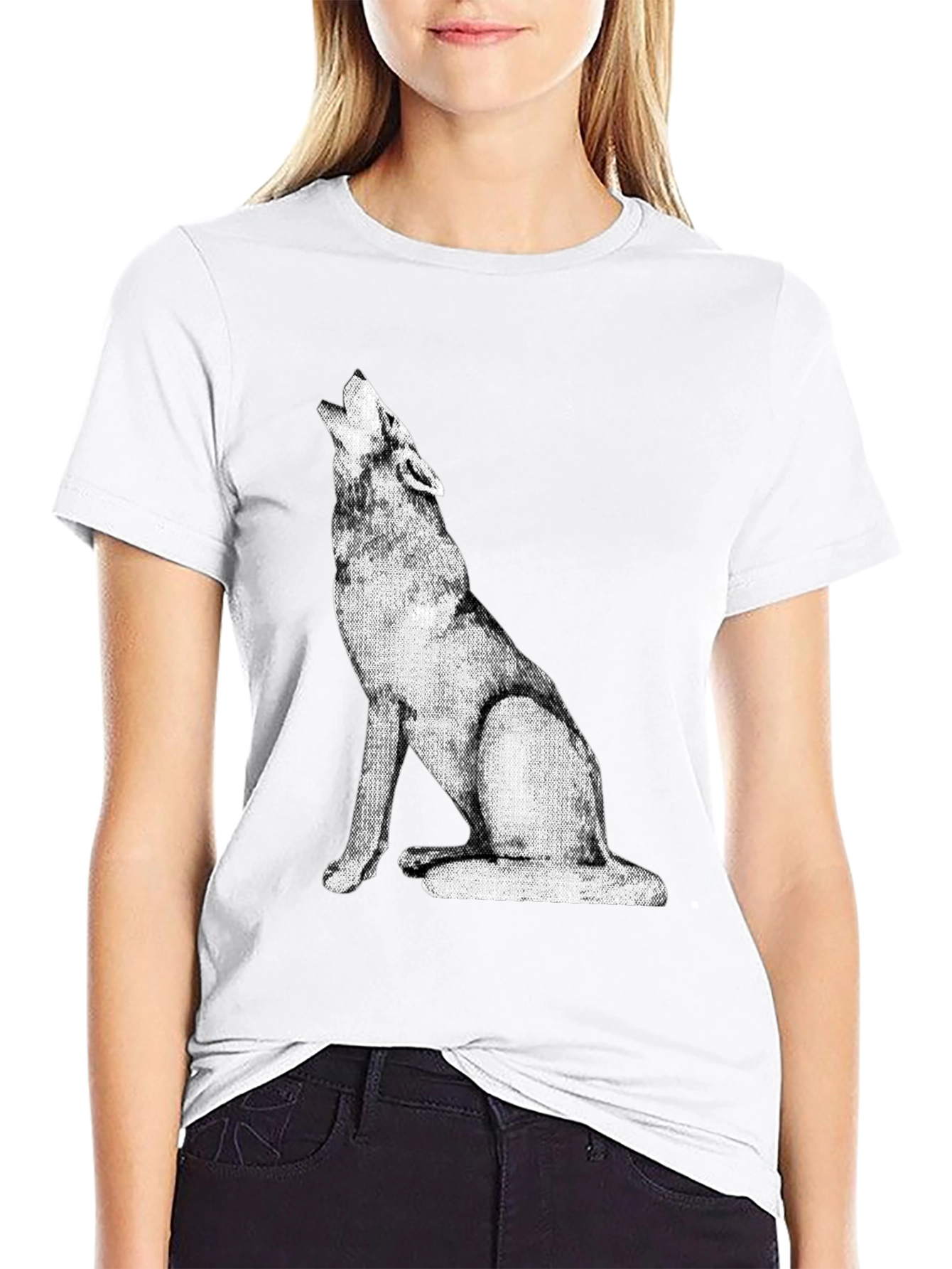 Black Wolf Howling Graphic Tee - Black view 9