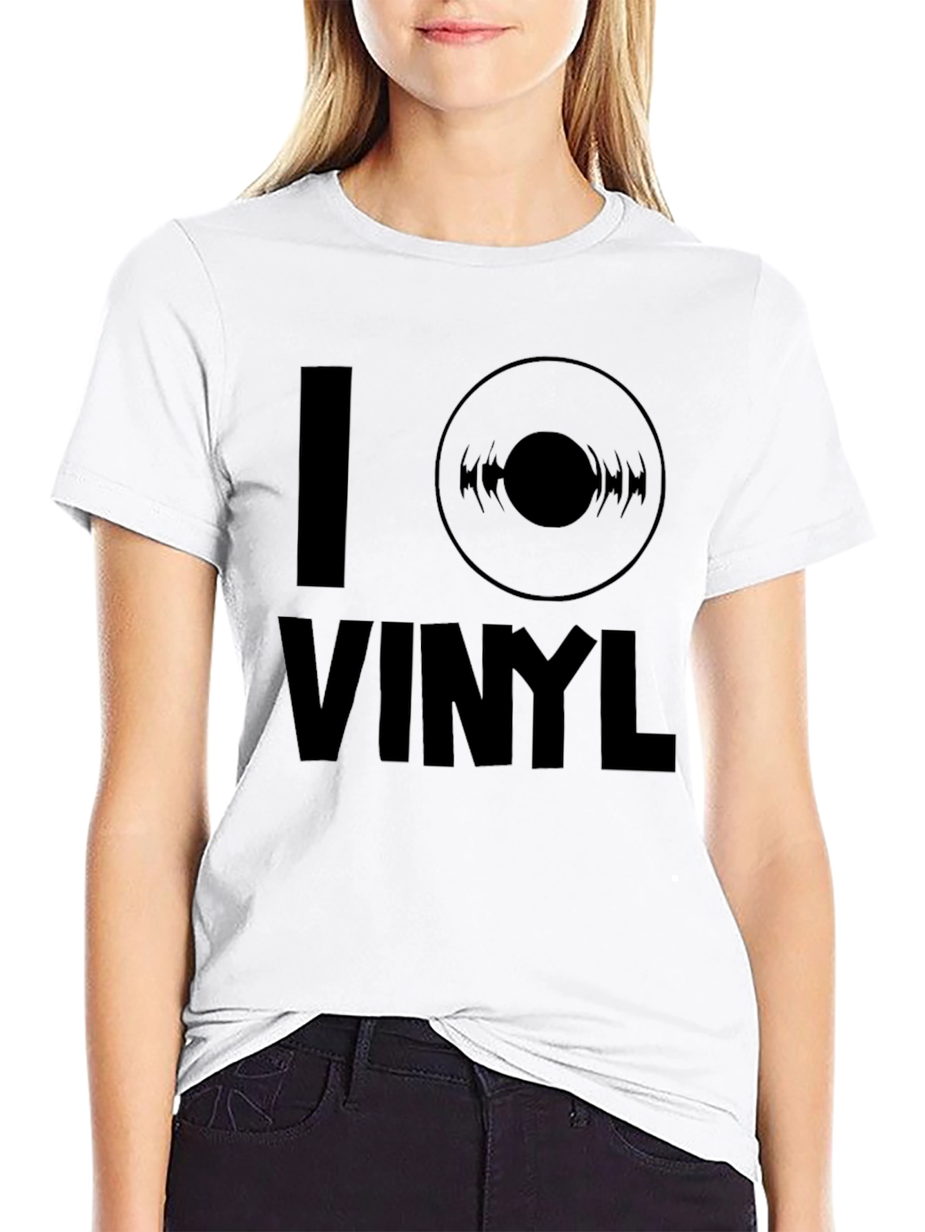 Black I Love Vinyl Black Graphic Tee view 9