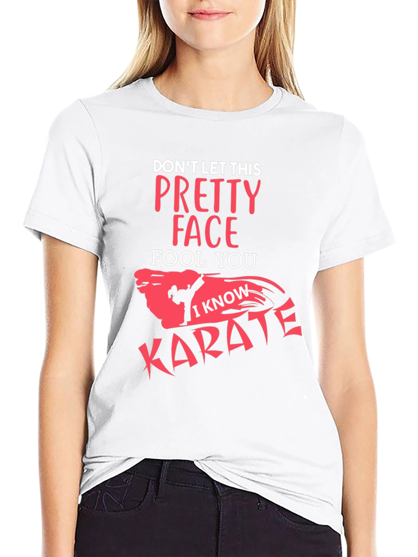 Black Pretty Face Karate Graphic Tee - Black view 9
