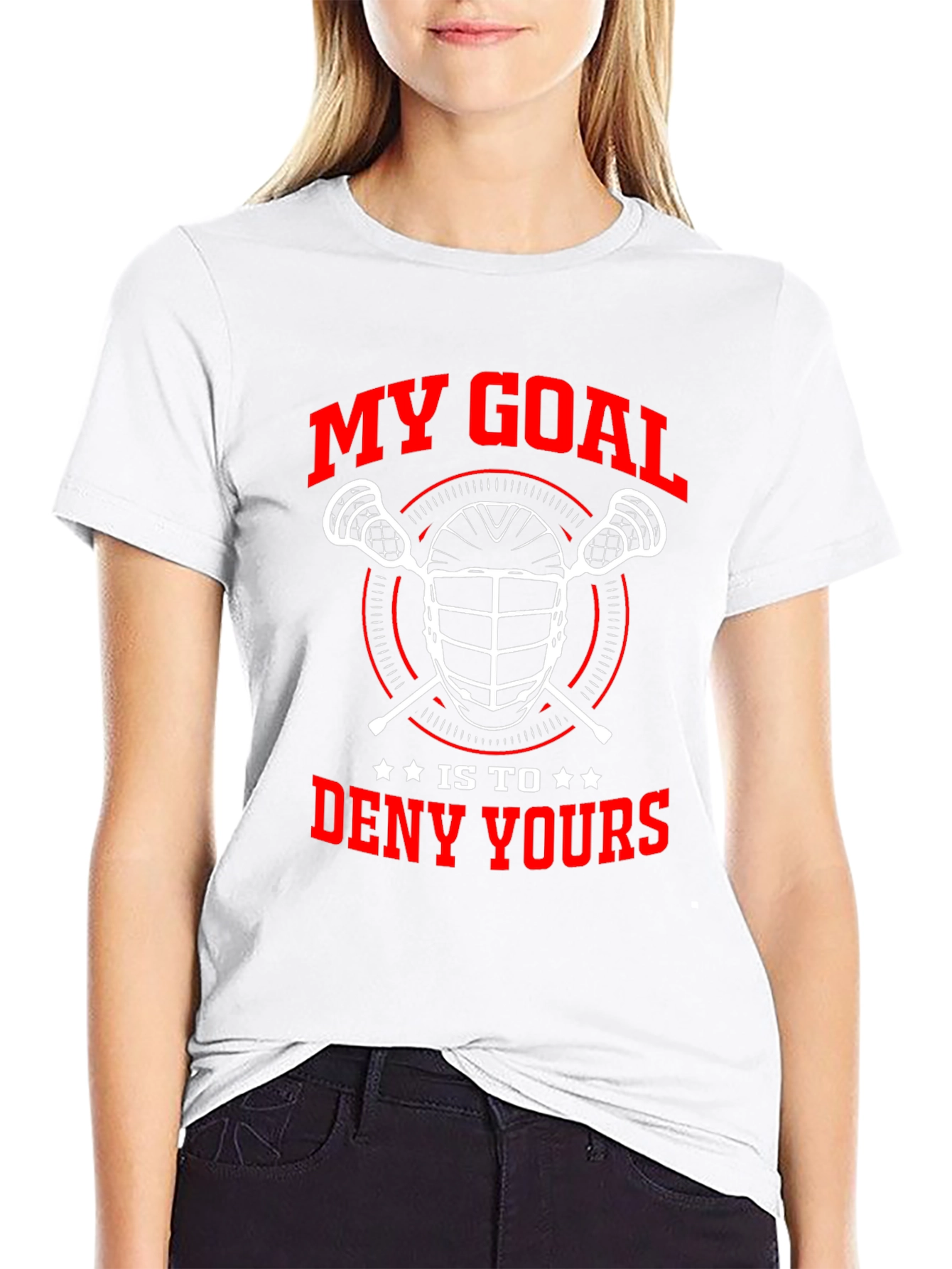 Black Lacrosse Goalie T-Shirt - My Goal is to Deny Yours view 9
