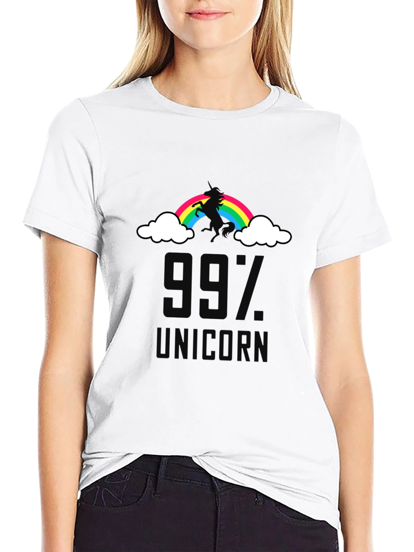 Black 99% Unicorn T-Shirt - Black Cotton Graphic Tee view 9