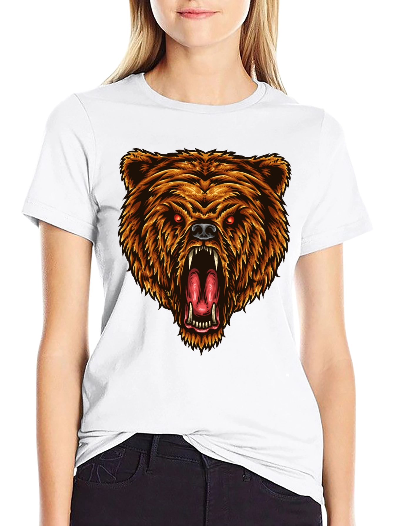 Black Grizzly Bear Graphic T-Shirt - Fierce Animal Tee view 9