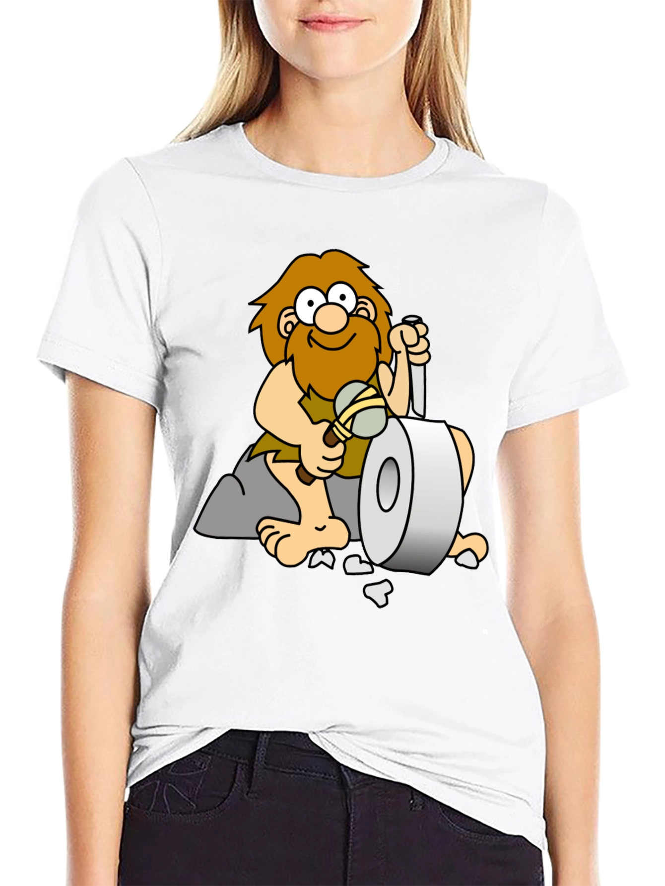 Black Funny Caveman Toilet Paper T-Shirt view 9