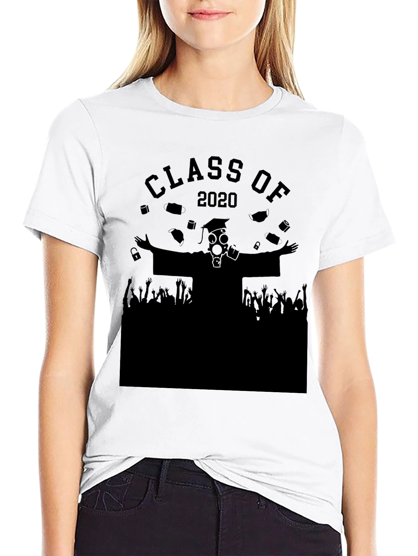 Black Class of 2020 Pandemic Graduation T-Shirt view 9