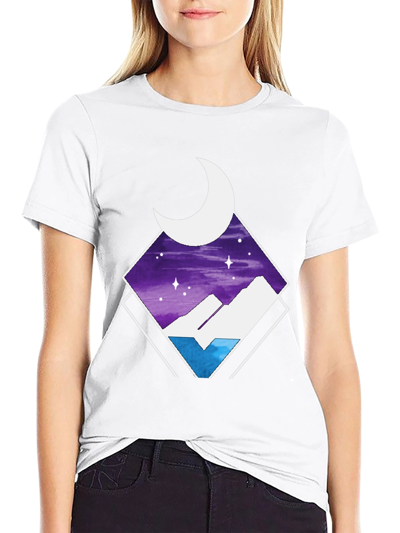 Black Night Sky Mountain T-Shirt view 9