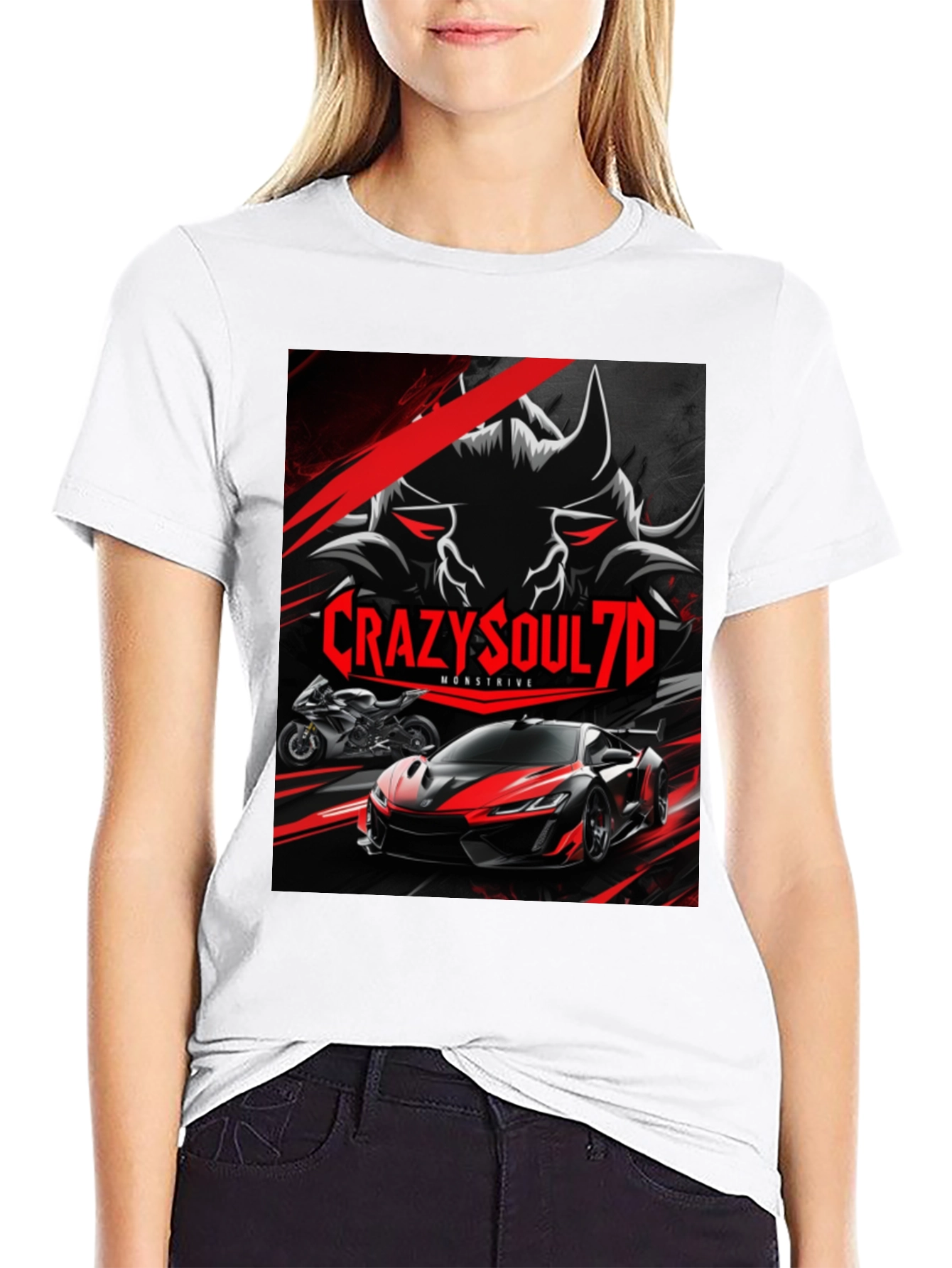 Black CrazySoul7D Monstrive Graphic T-Shirt view 9