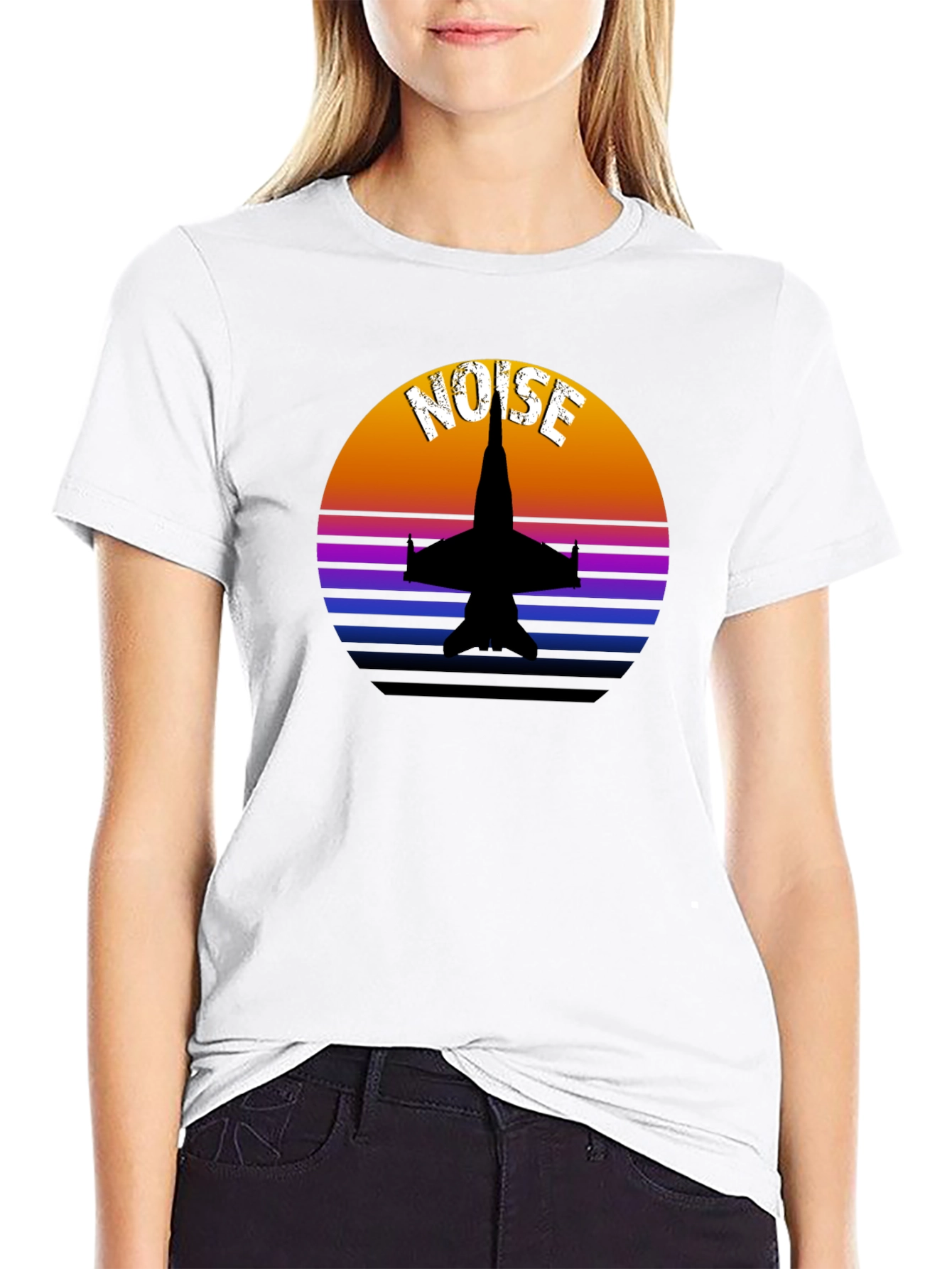 Black Retro Fighter Jet T-Shirt - Noise view 9