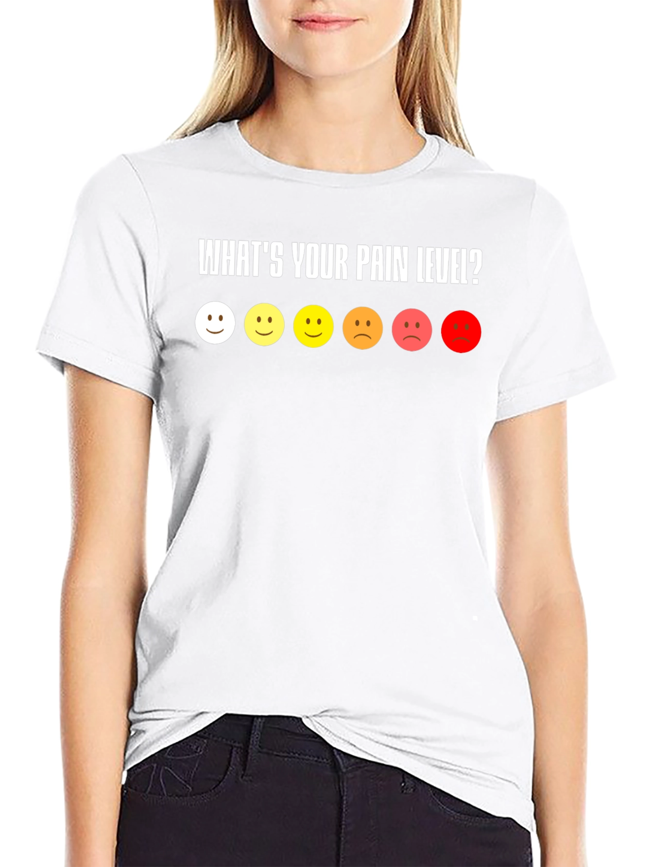 Black Pain Level Smiley Face Black T-Shirt view 9