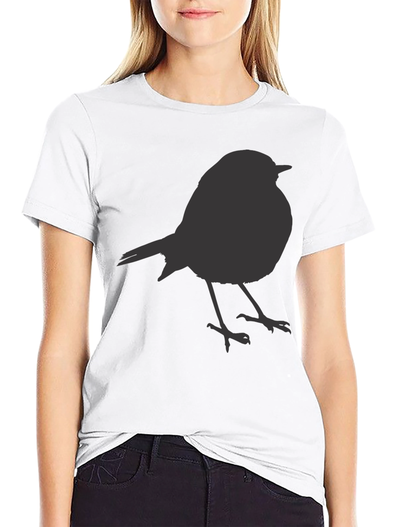 Black Bird Silhouette Black T-Shirt - Stylish Casual Tee view 9