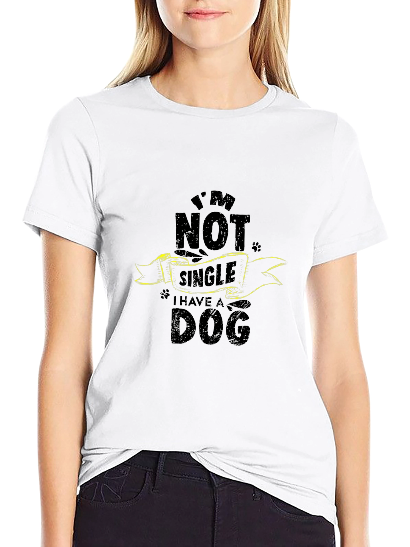 Black I'm Not Single I Have a Dog Black T-Shirt view 9