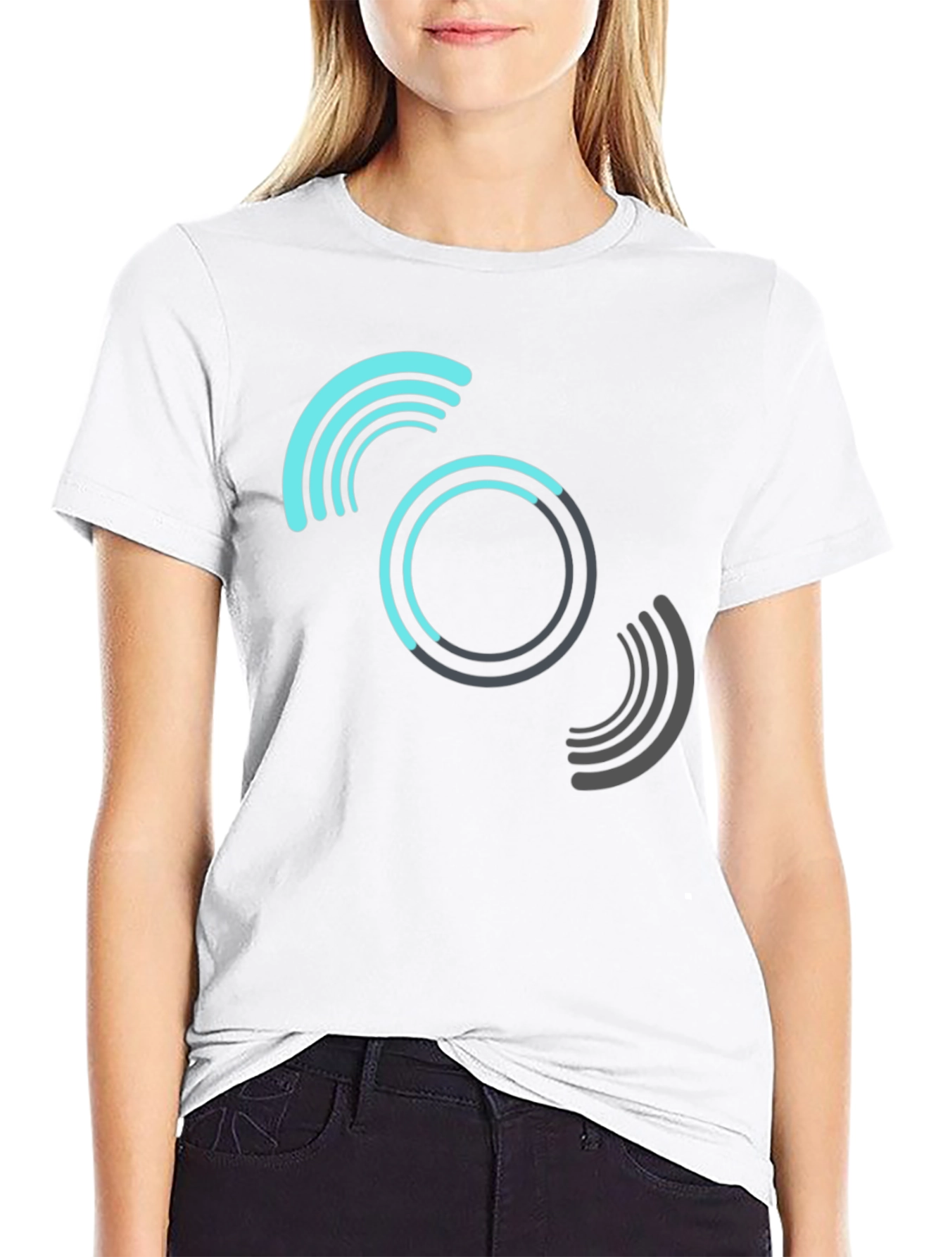 Black Abstract Graphic Print Black T-Shirt view 9