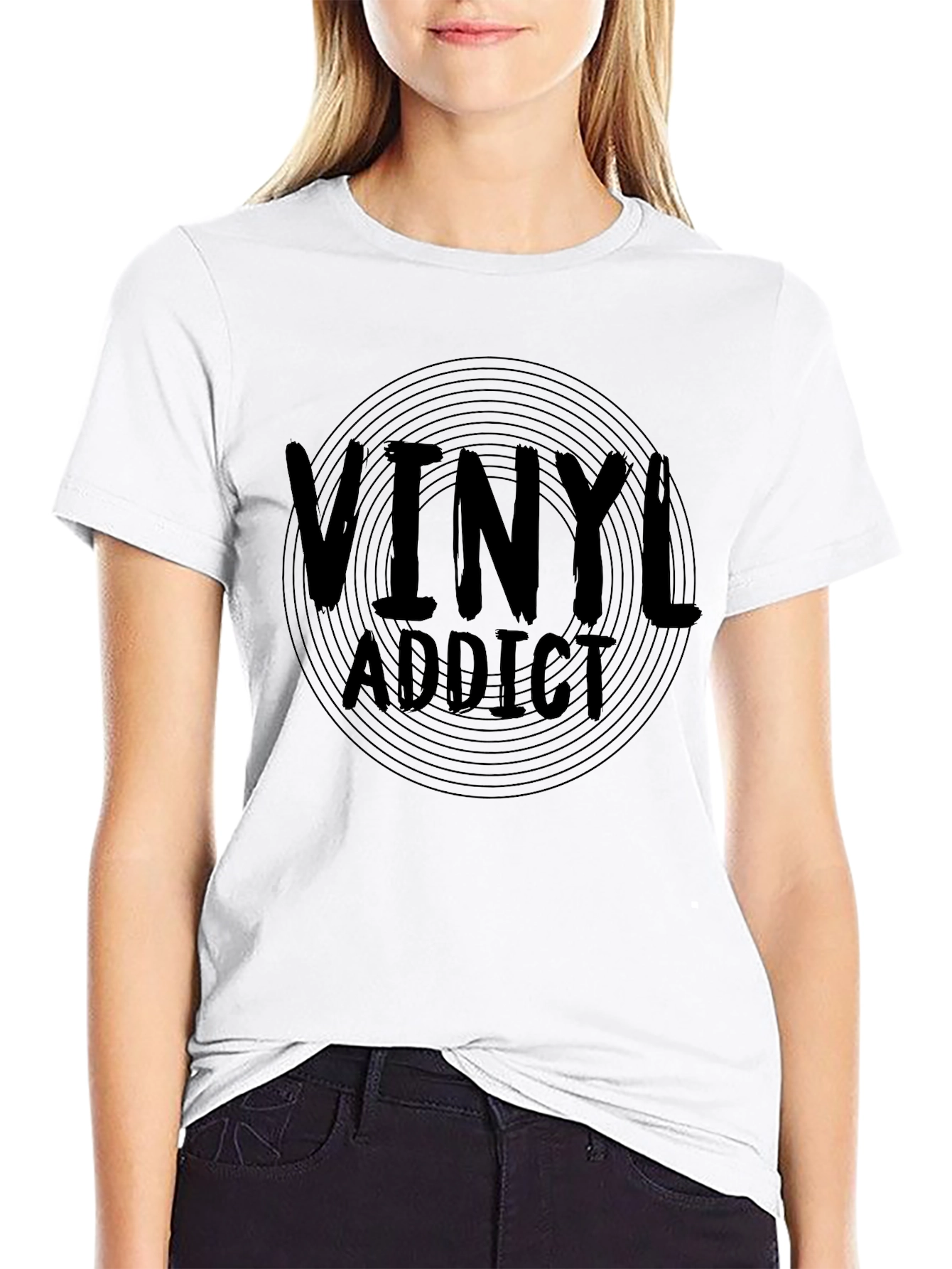 Black Vinyl Addict Graphic T-Shirt - Music Lover Tee view 9