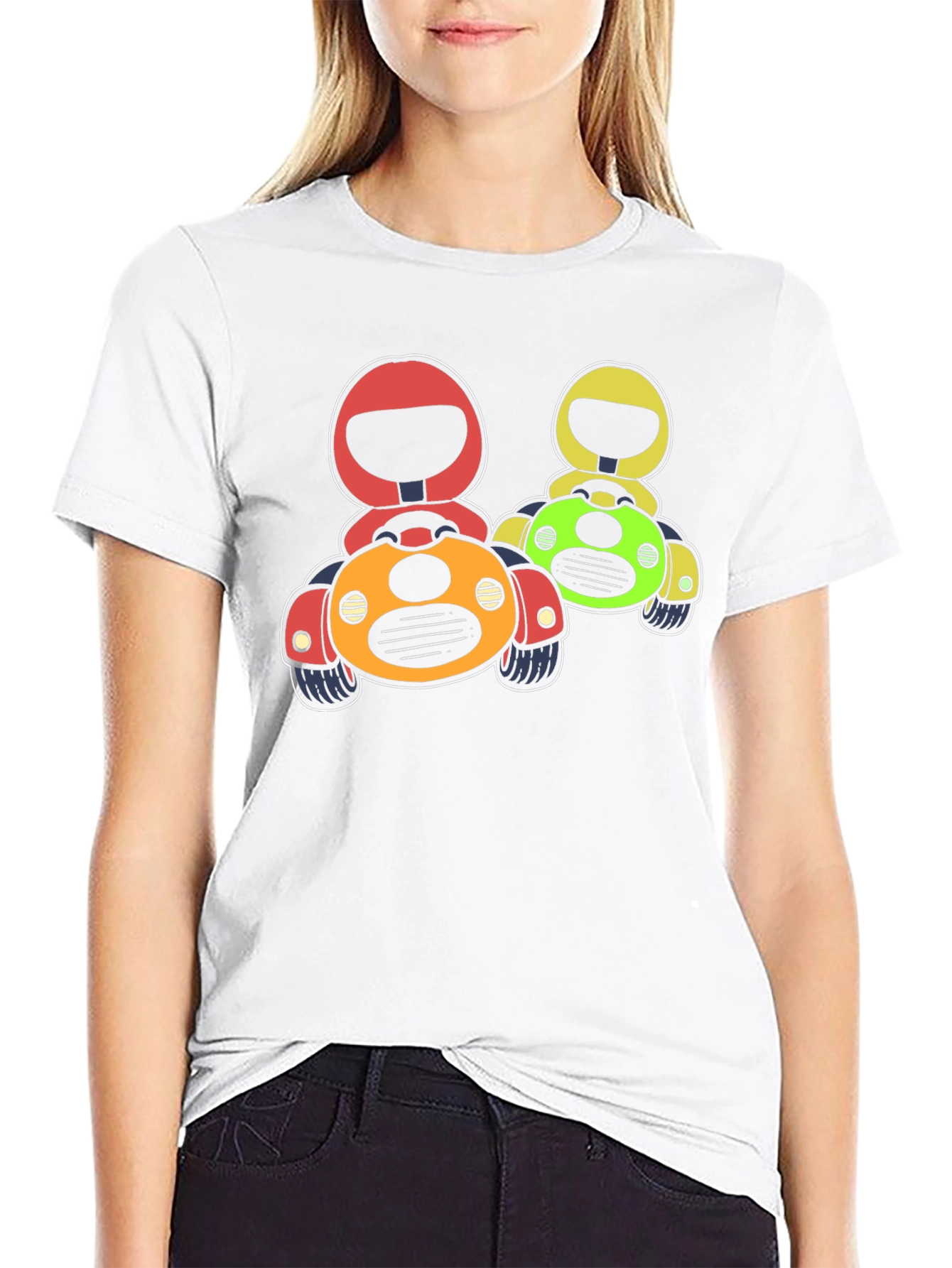 Black Cartoon Race Car Graphic T-Shirt view 9