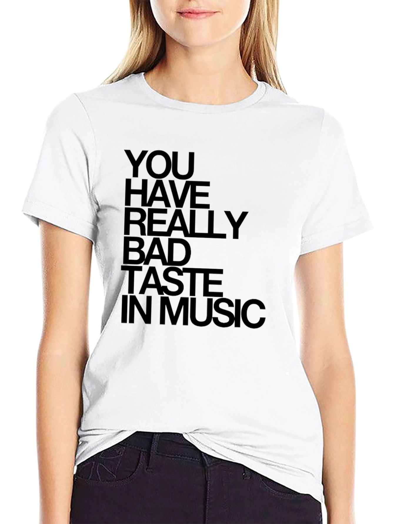 Black Funny You Have Bad Taste in Music Graphic T-Shirt view 9