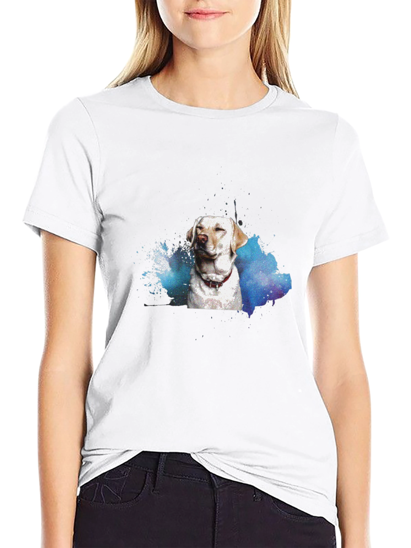 Black Dog Watercolor Black T-Shirt view 9