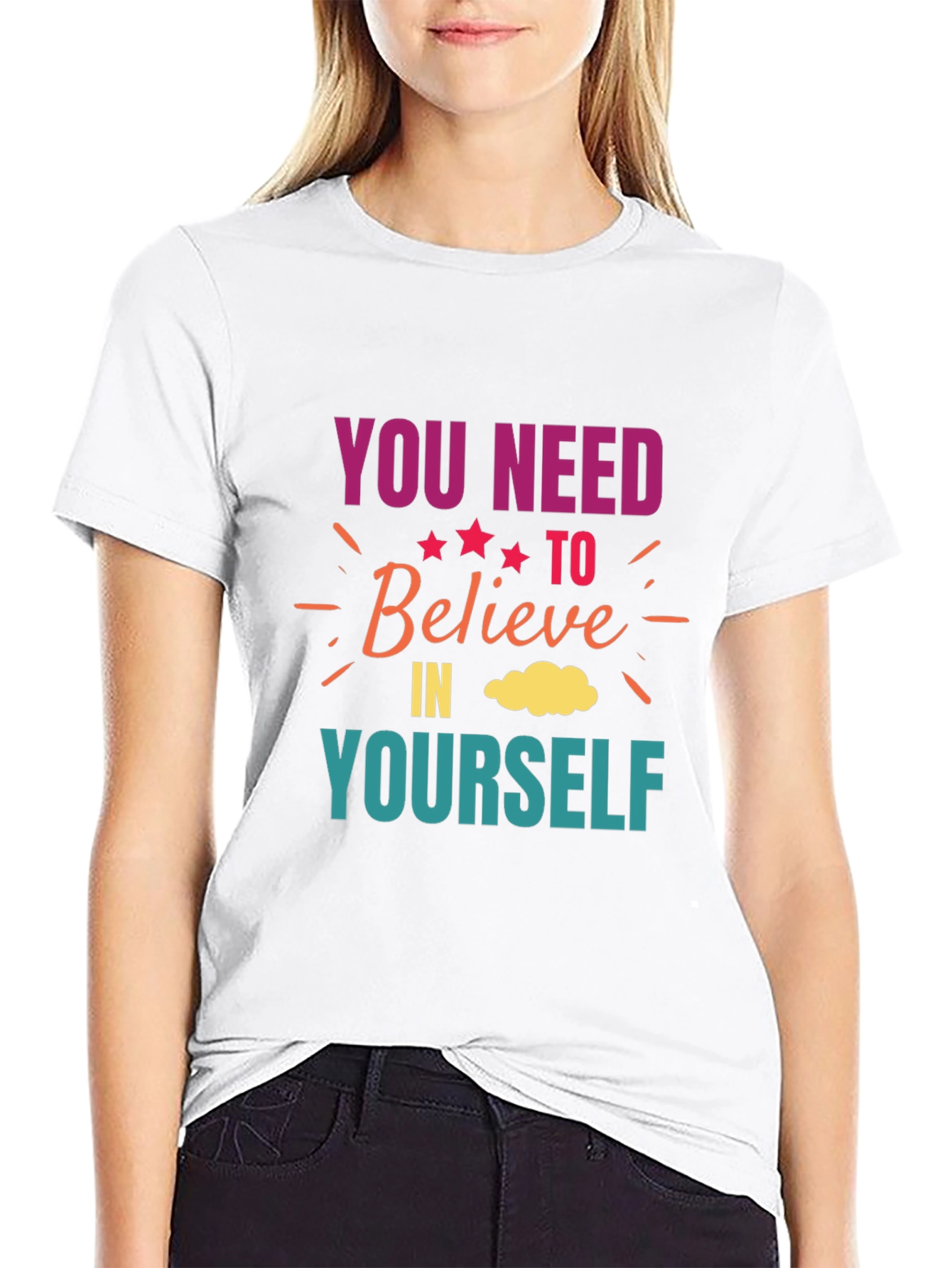 Black Motivational Graphic T-Shirt: Believe In Yourself view 9
