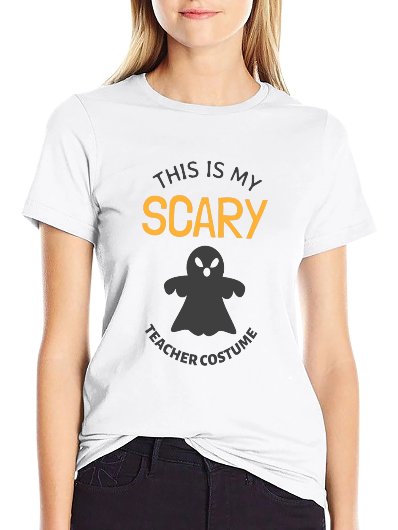 Black Scary Teacher Costume T-Shirt - Halloween Gift view 9
