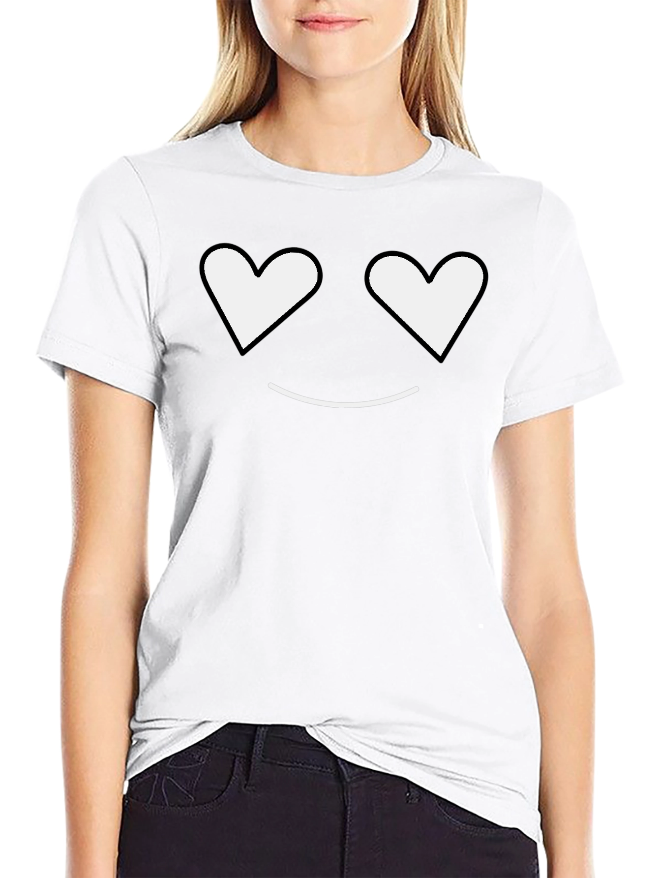 Black Heart Eyes Smiley Black T-Shirt view 9