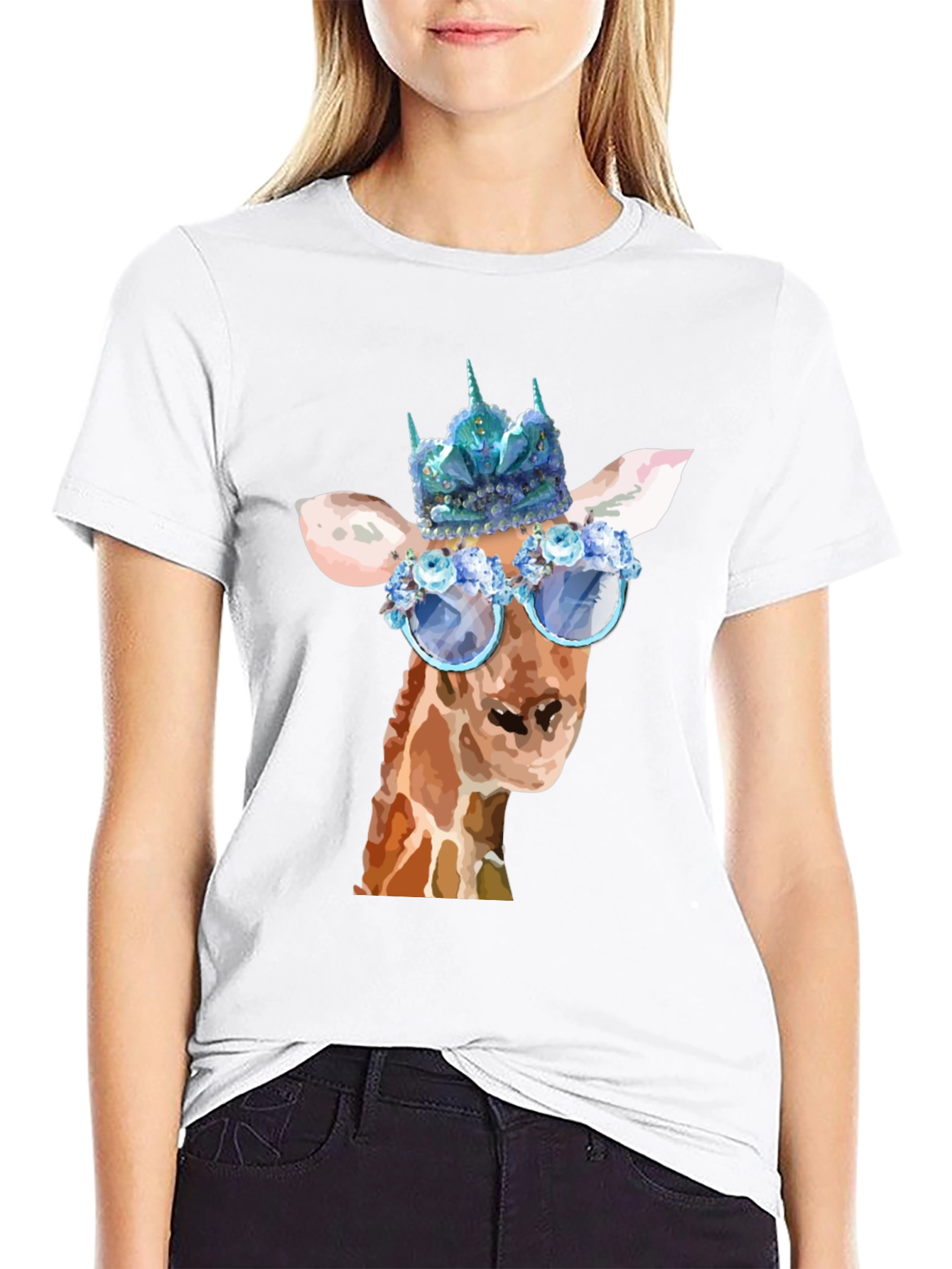 Black Giraffe Queen T-Shirt - Unique Animal Graphic Tee view 9