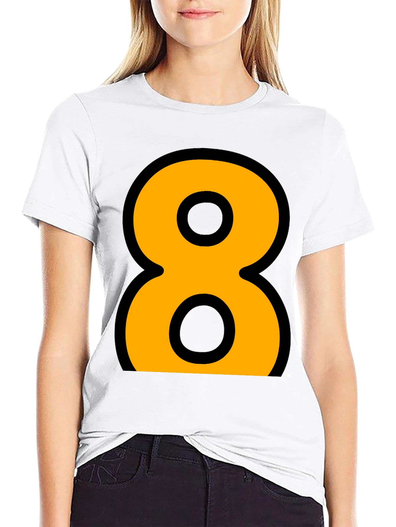 Black Bold Number 8 Graphic Tee - Black Cotton Blend view 9