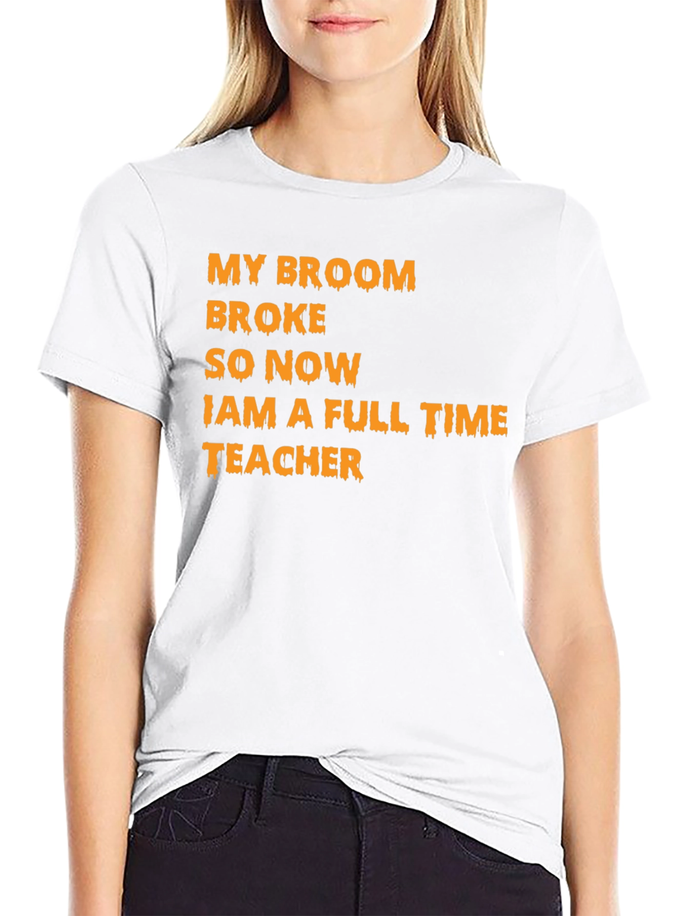 Black My Broom Broke Teacher T-Shirt view 9
