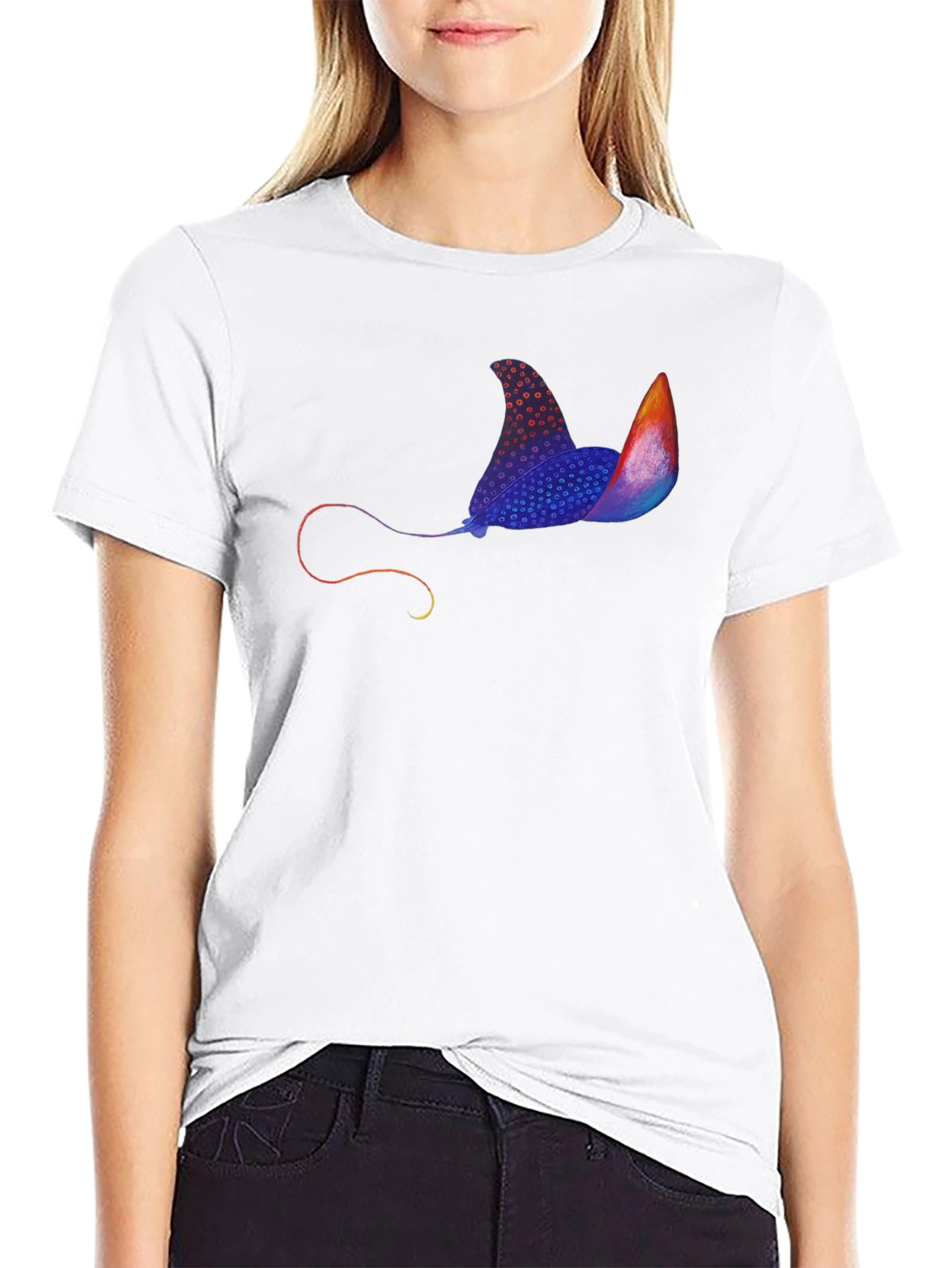 Black Manta Ray Graphic Print Black Tee view 9