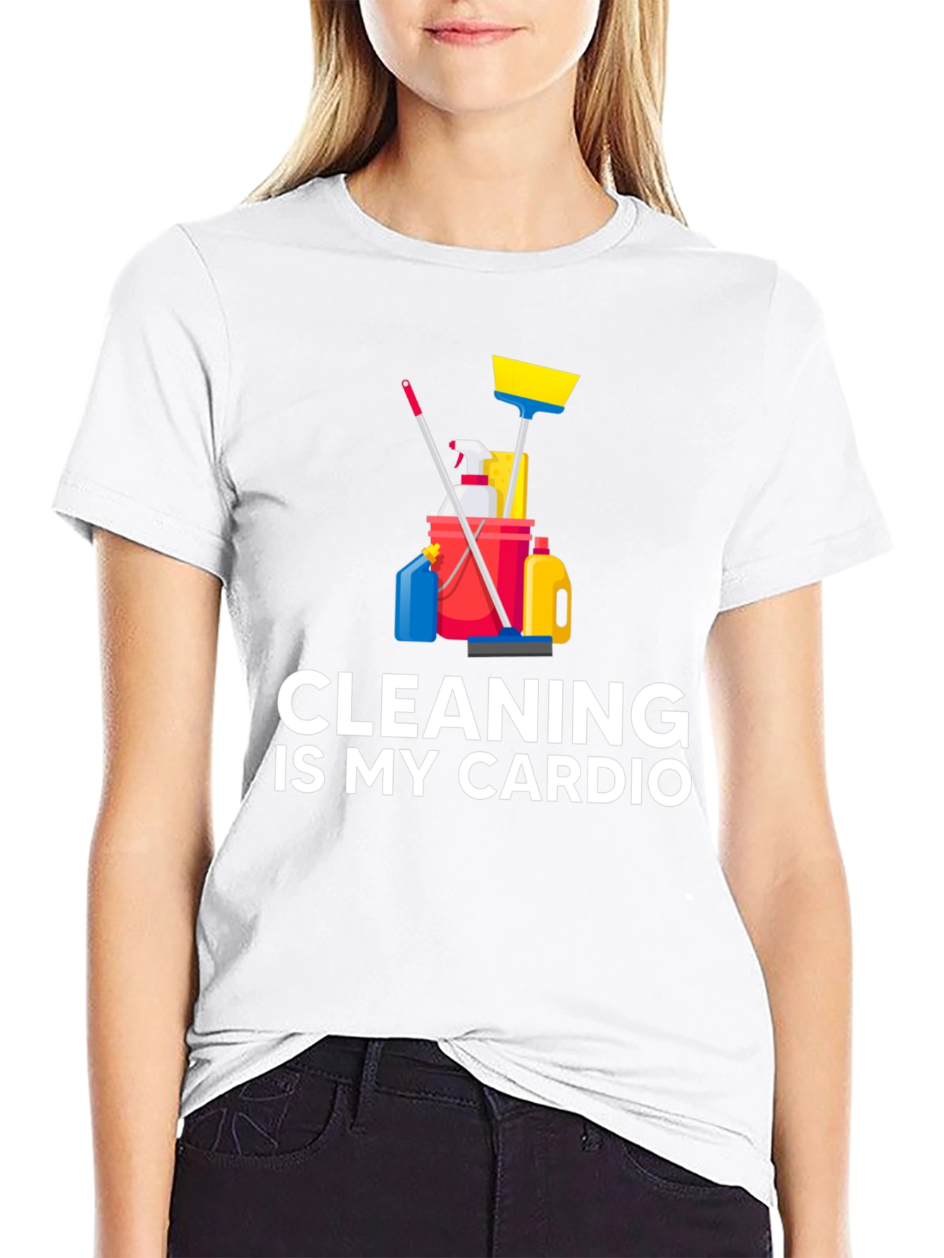 Black Cleaning Is My Cardio T-Shirt Funny Housework Design view 9