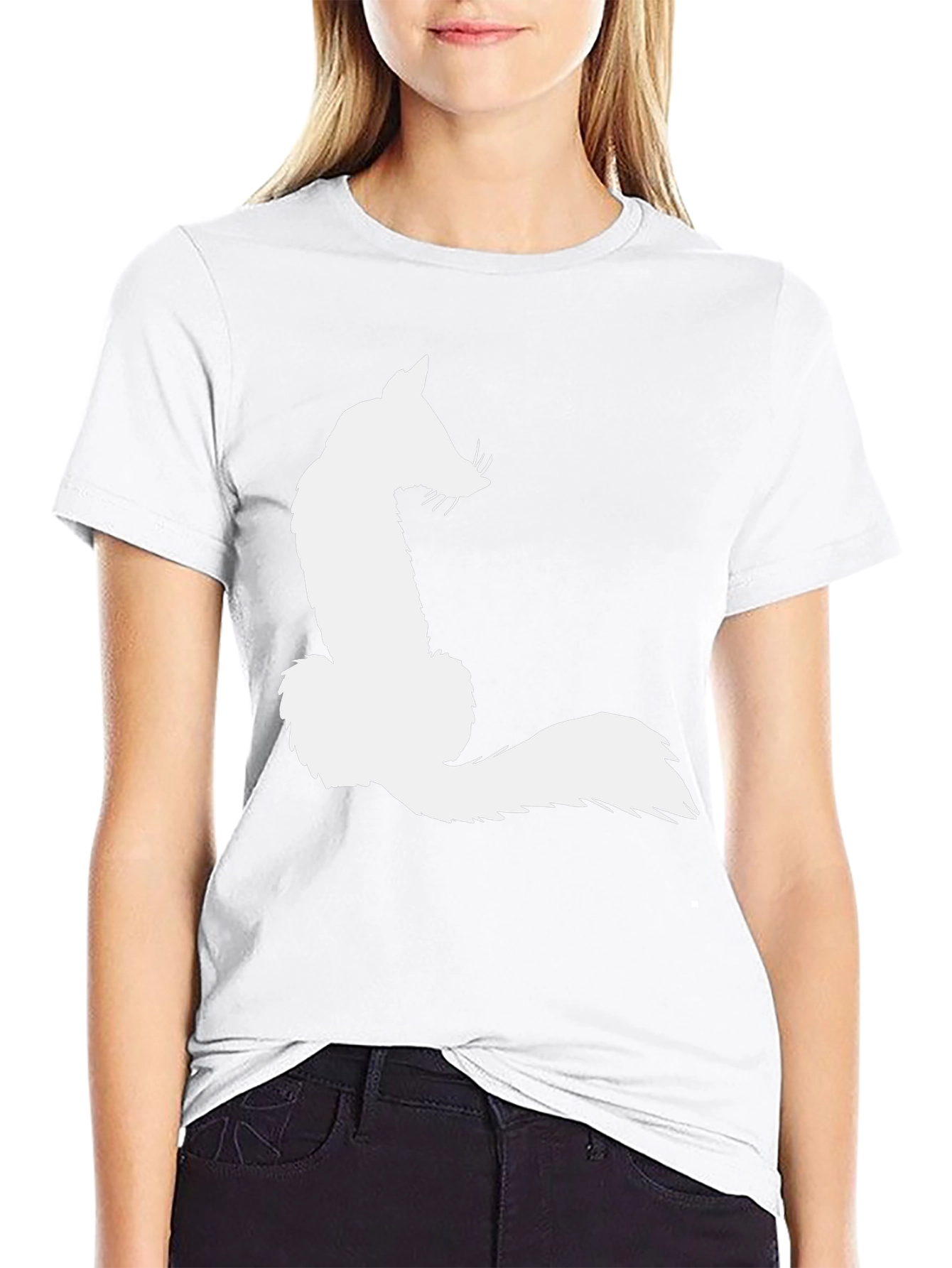 Black Fox Silhouette Graphic Tee - Black Cotton Blend view 9
