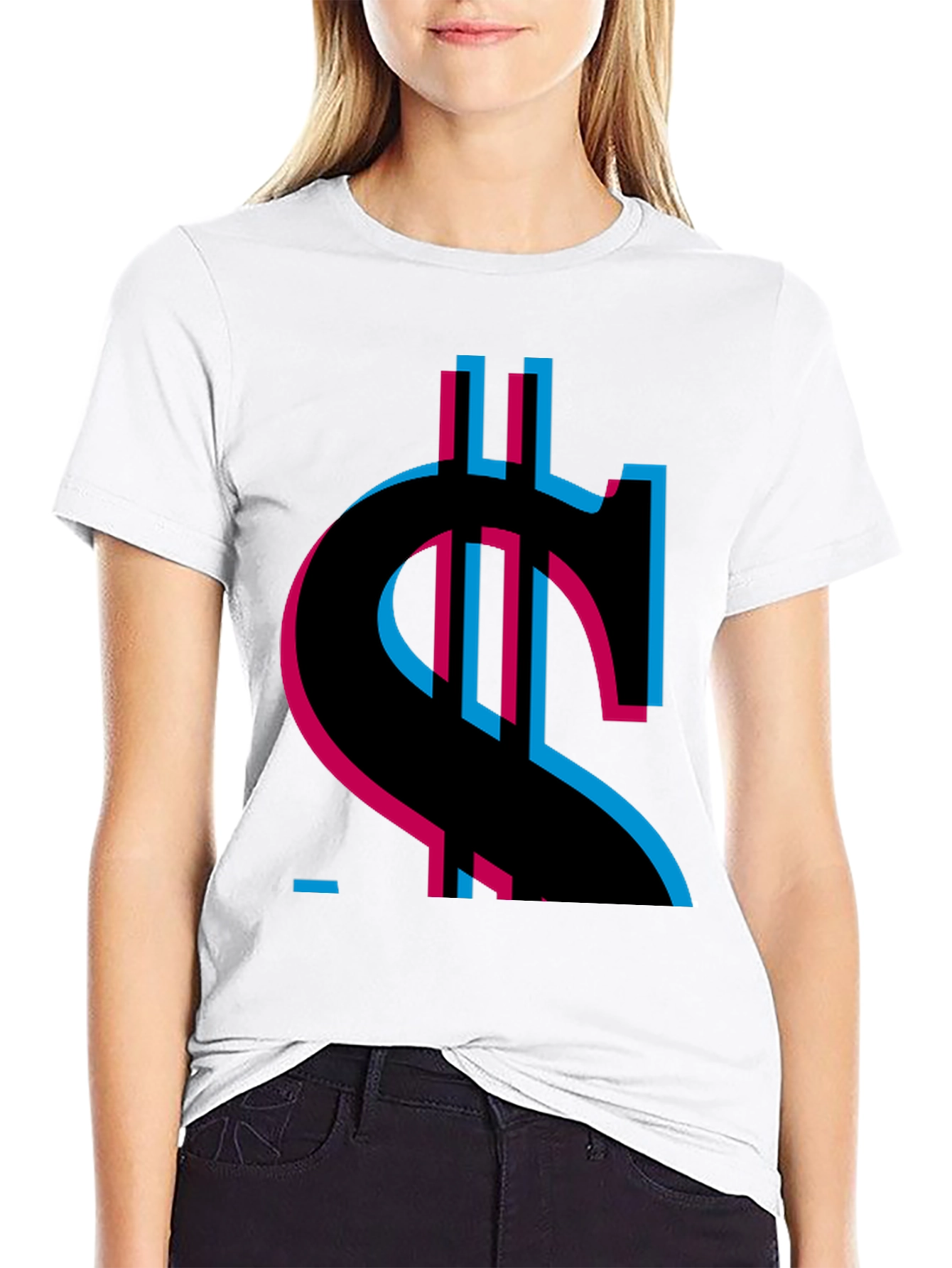 Black Abstract Dollar Sign Graphic Tee view 9