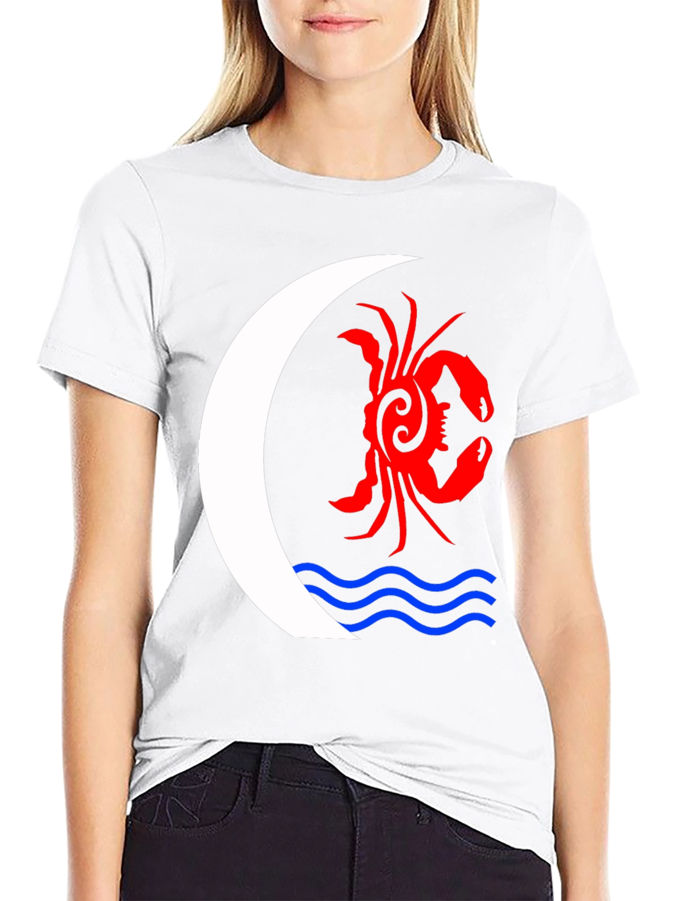 Black Tribal Crab Moon T-Shirt - Unique Graphic Tee view 9