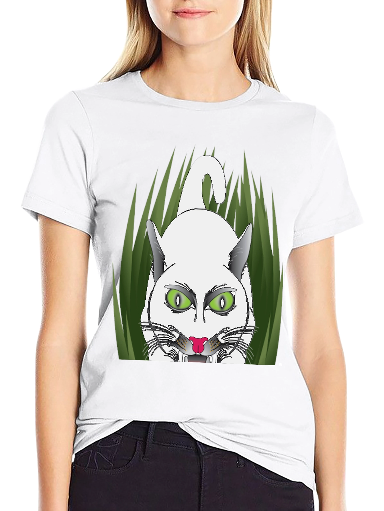 Black Black T-Shirt with Cat Graphic view 9