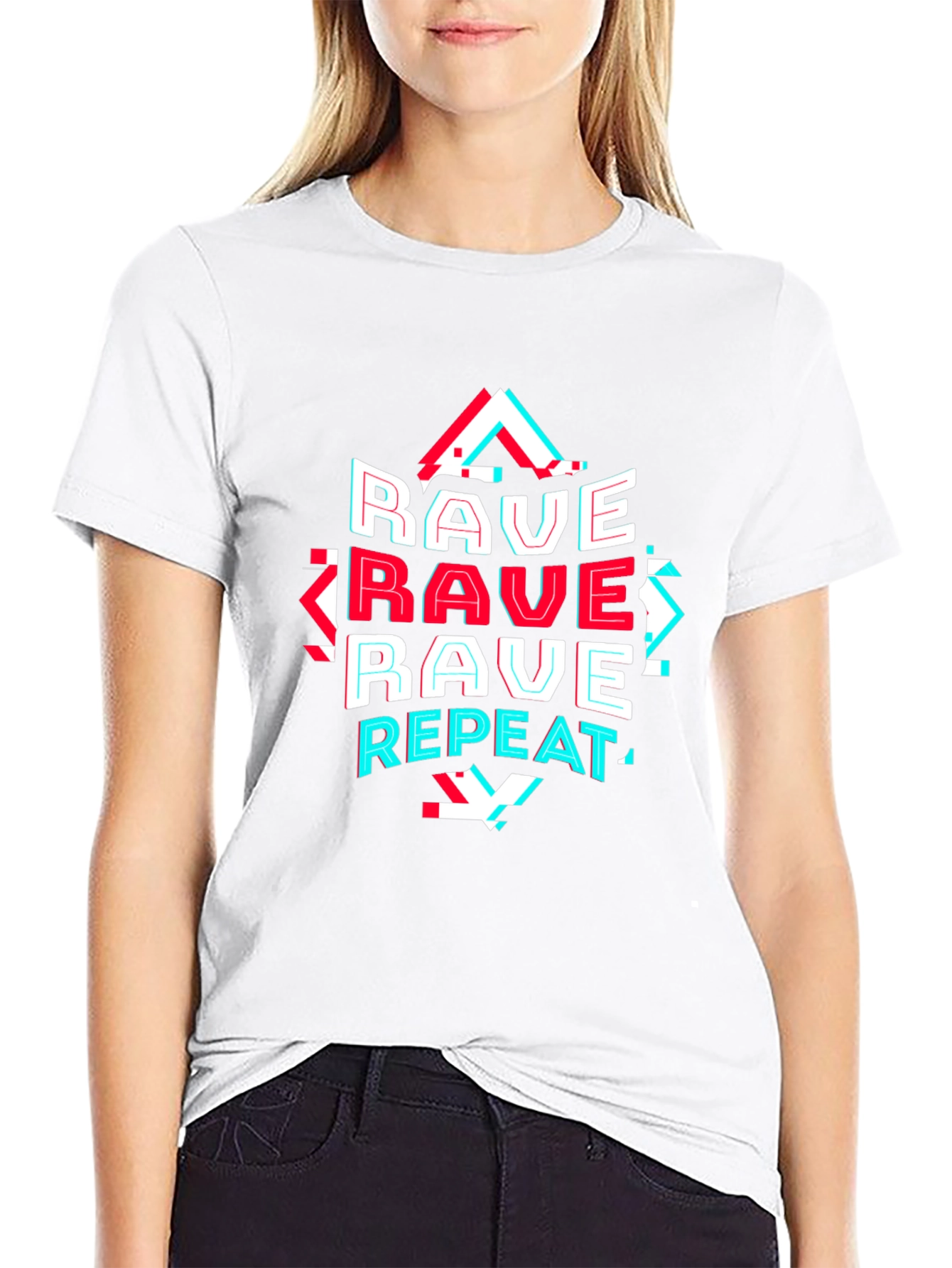 Black Rave Repeat Graphic Tee - EDM Festival Shirt view 9