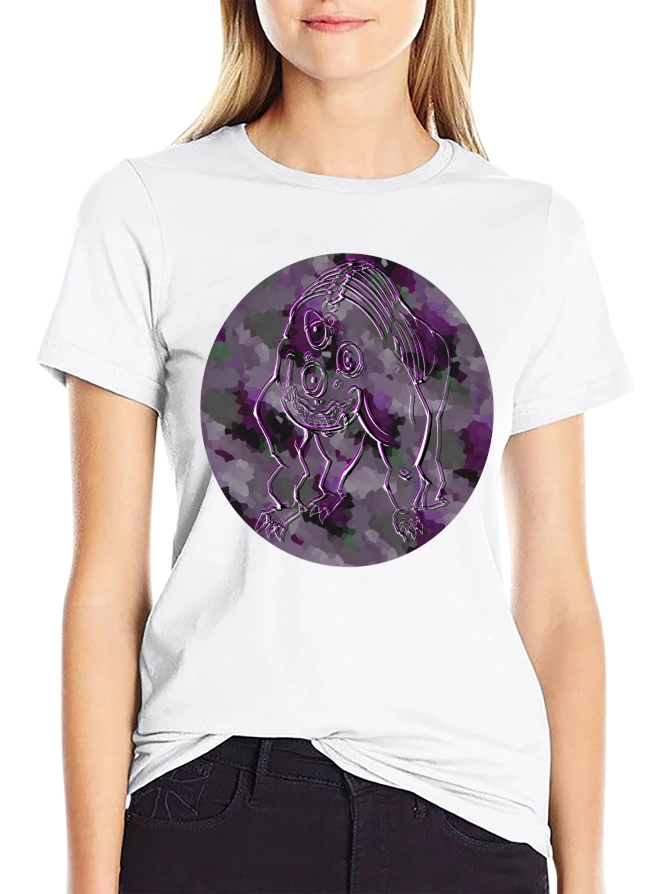 Black Abstract Creature Graphic T-Shirt - Modern Art Tee view 9