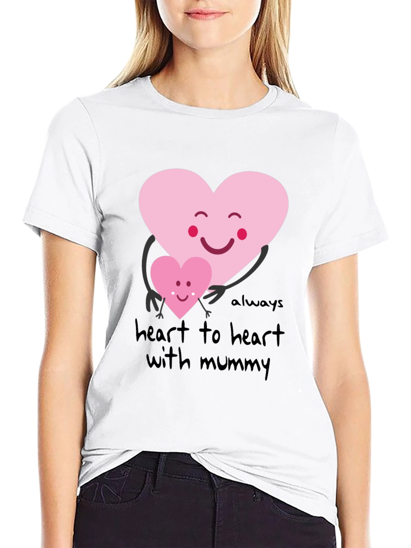 Black Heart to Heart with Mummy Graphic Tee view 9