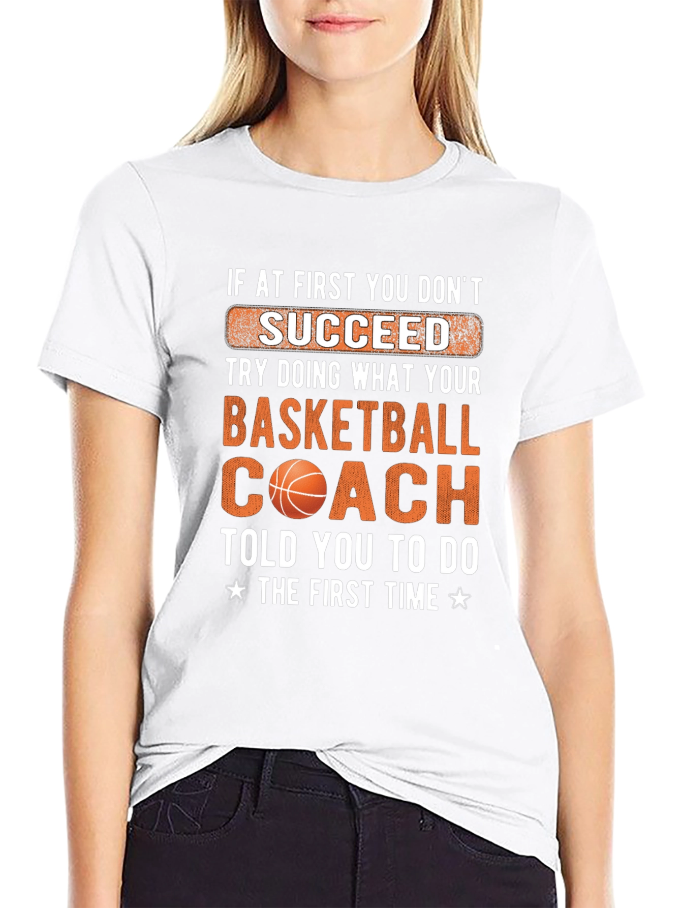 Black Basketball Coach T-Shirt - Succeed Graphic Tee view 9